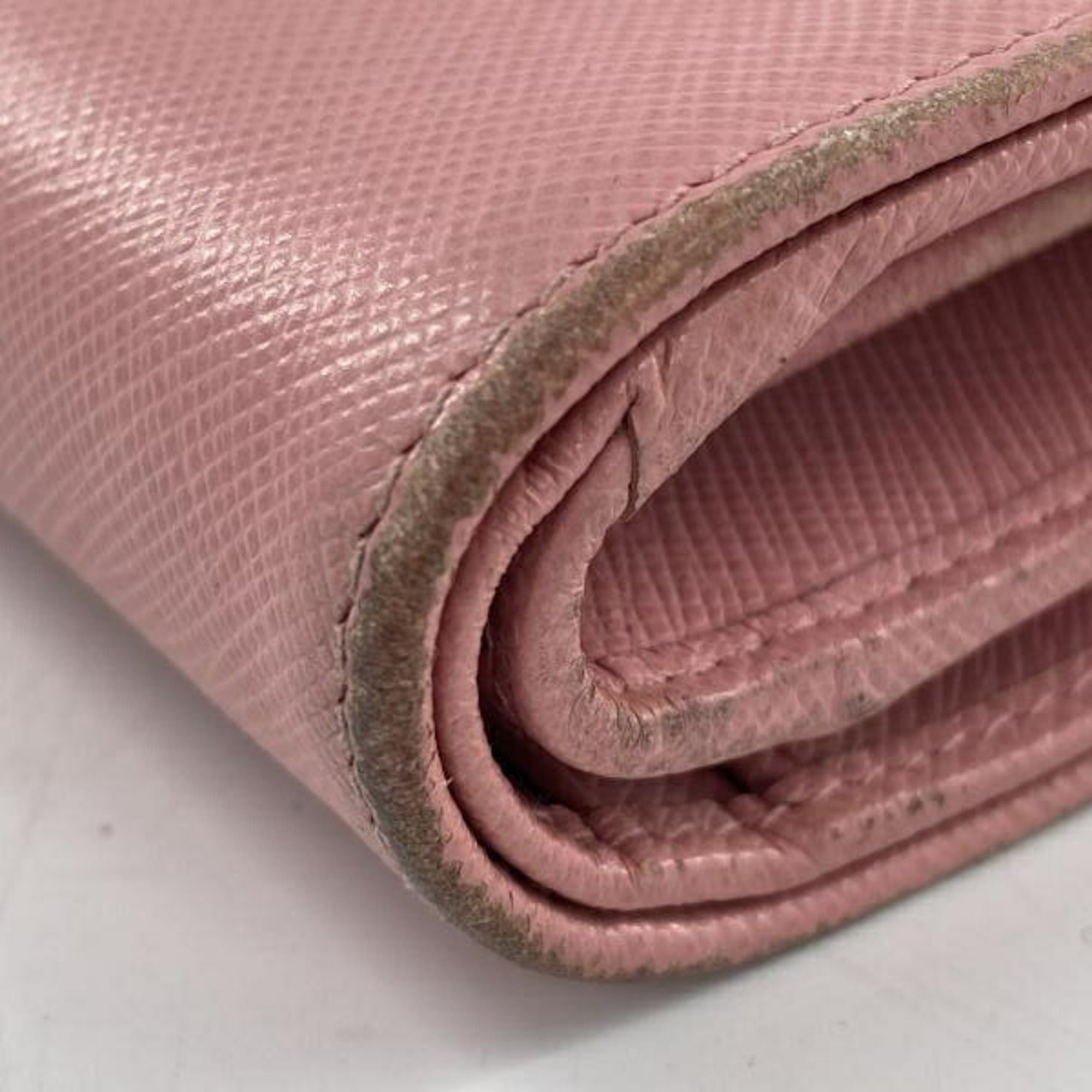 Prada Pink Saffiano Triangle Wallet (Bi-Fold) (Pre-Owned)