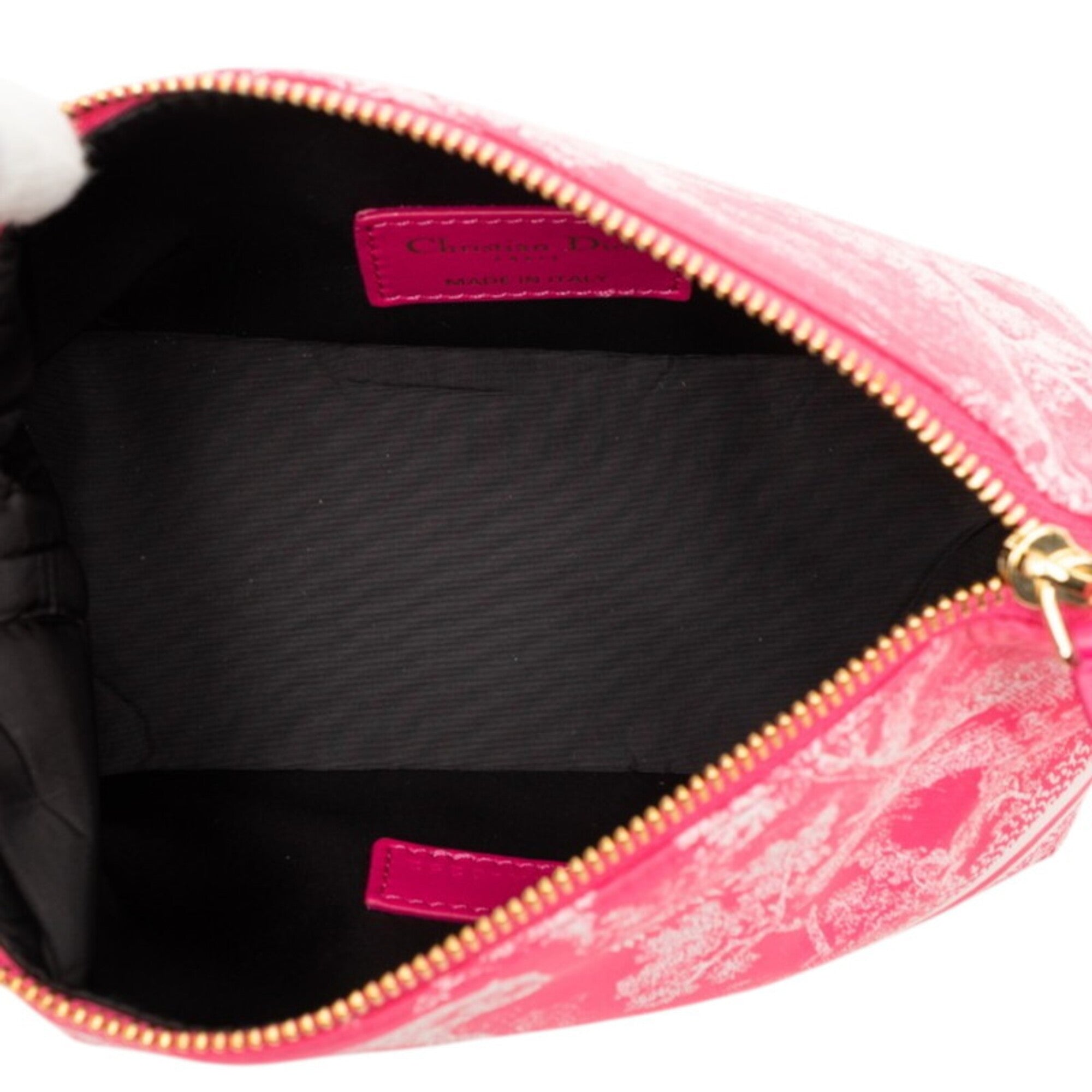 Christian Dior Pink Leather Canvas Handbag Pouch (Pre-Owned)