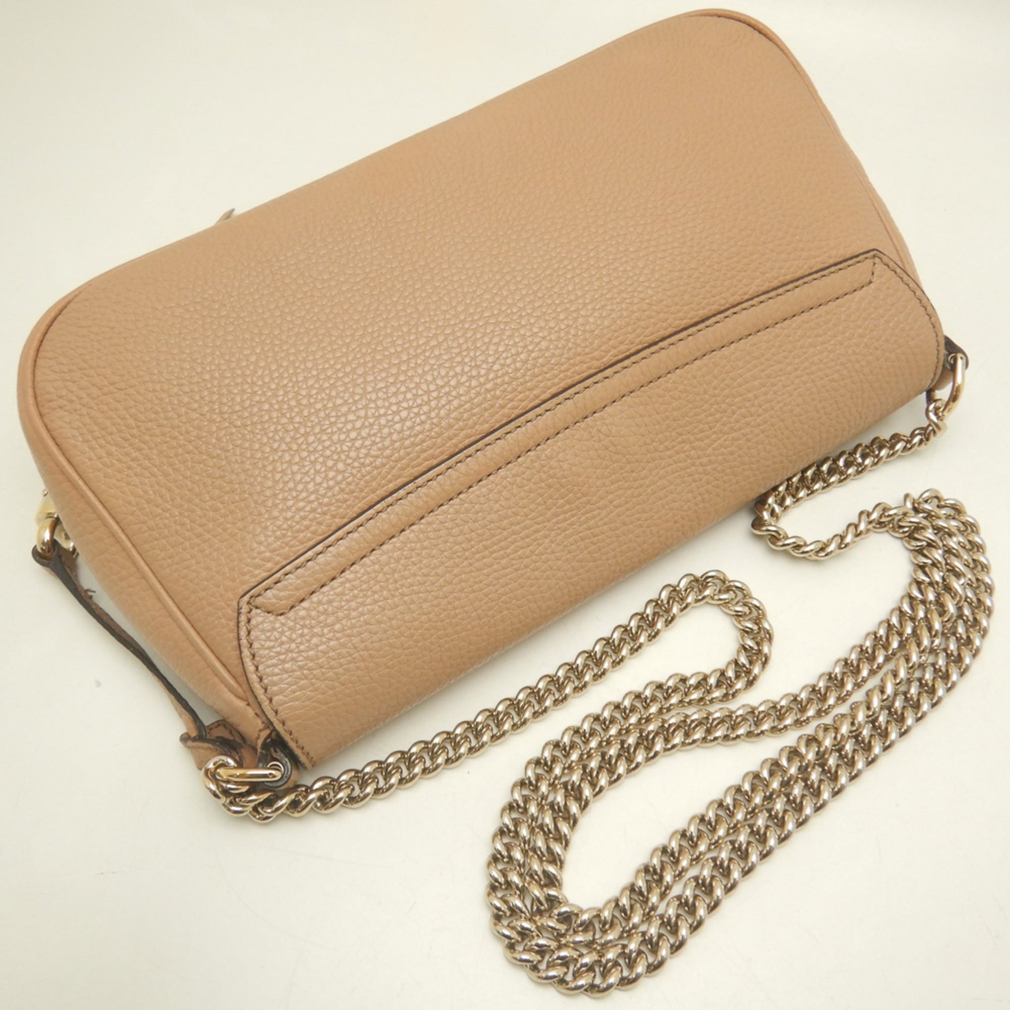 Gucci Pink Beige Leather Shoulder Bag (Pre-Owned)