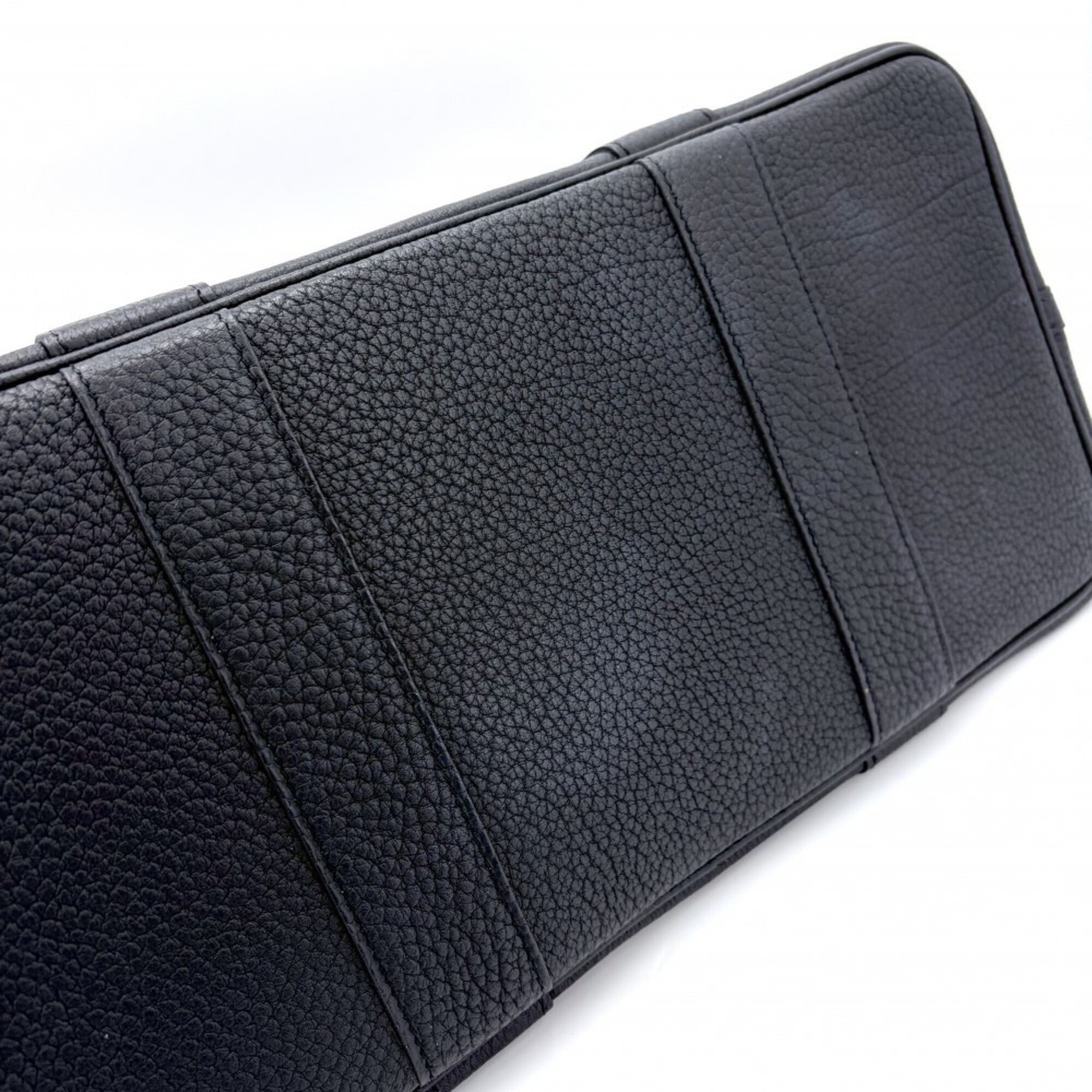 Hermes Black Leather Handbag Tote Bag (Pre-Owned)