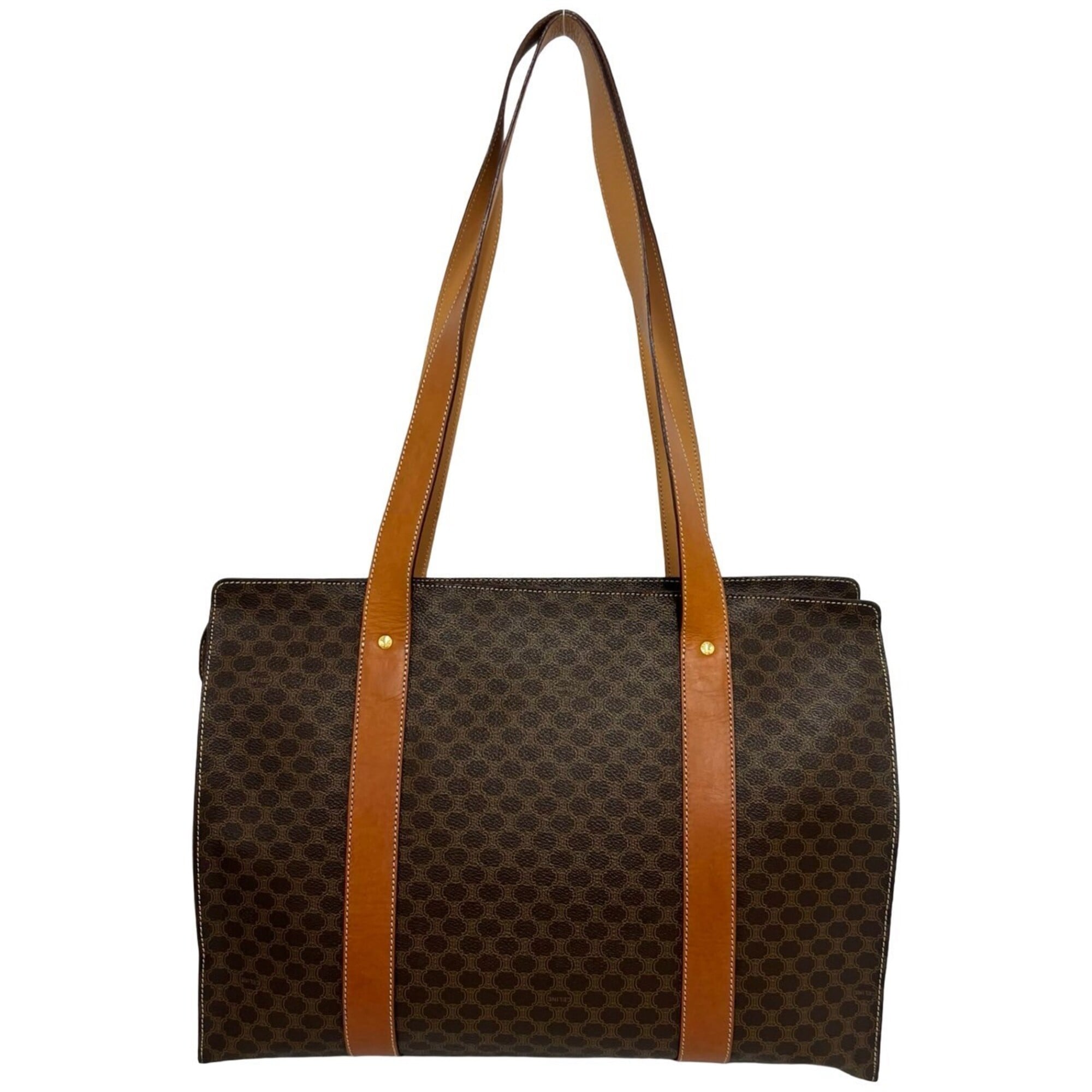 Celine Brown Leather Pvc Handbag Tote Bag (Pre-Owned)