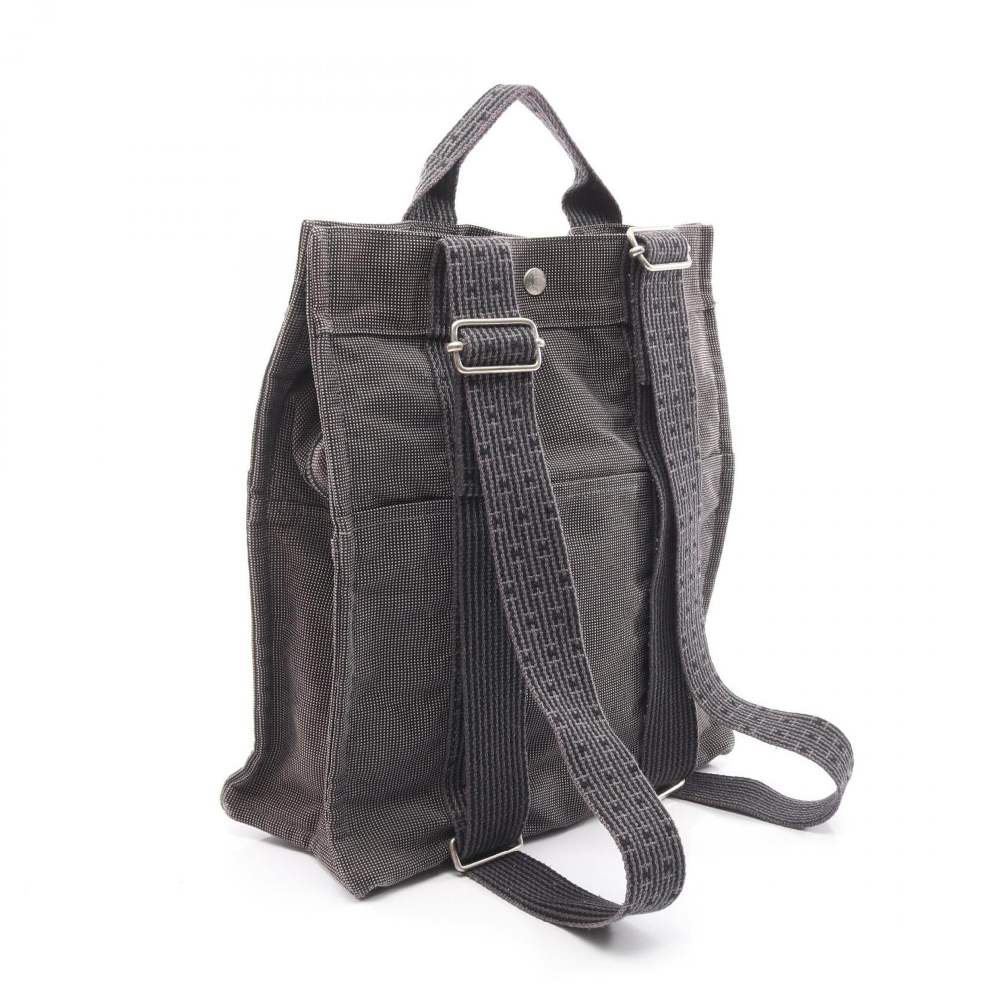 Hermes Gray Nylon Canvas Canvas Backpack Handbag (Pre-Owned)