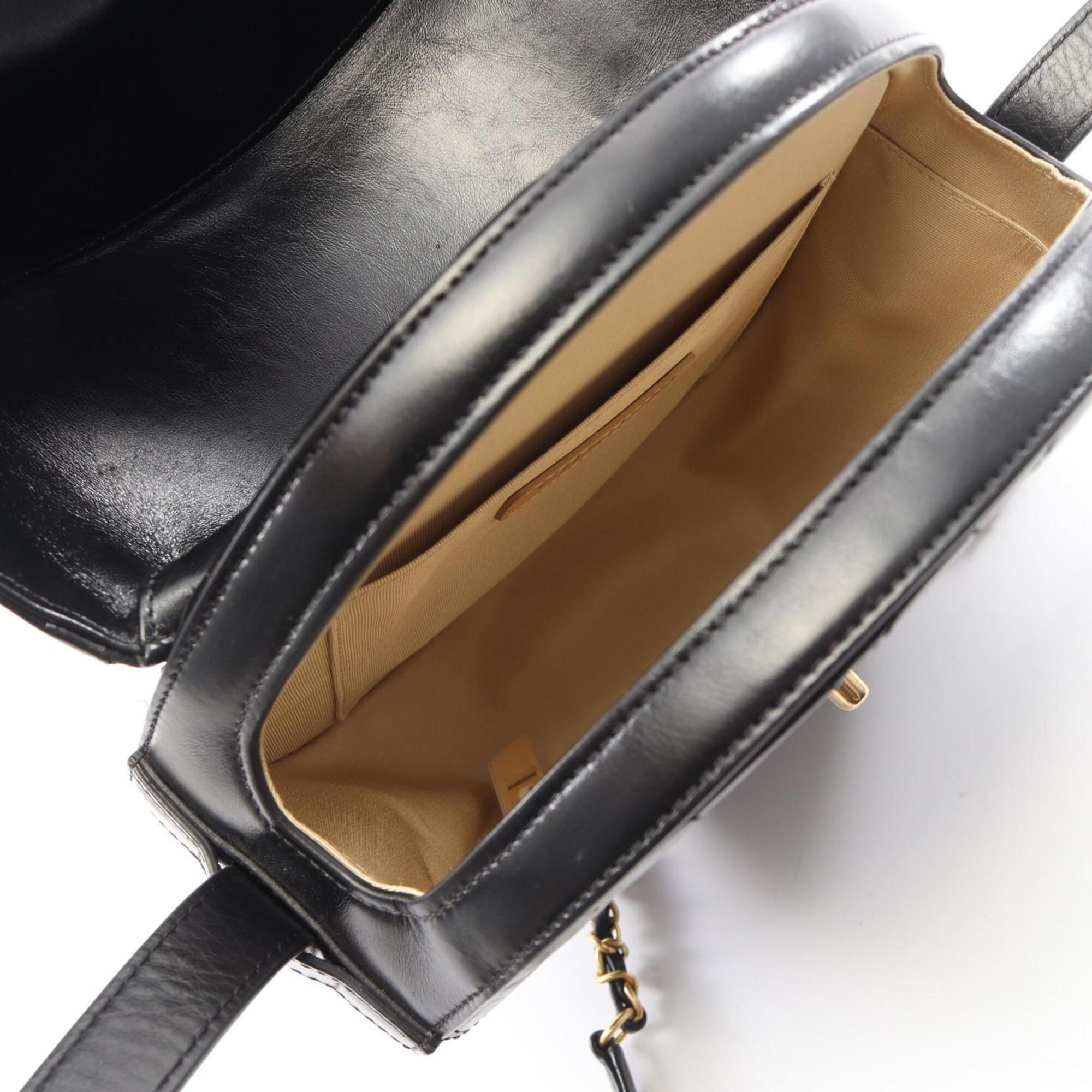 Chanel Black Leather Handbag Shoulder Bag (Pre-Owned)
