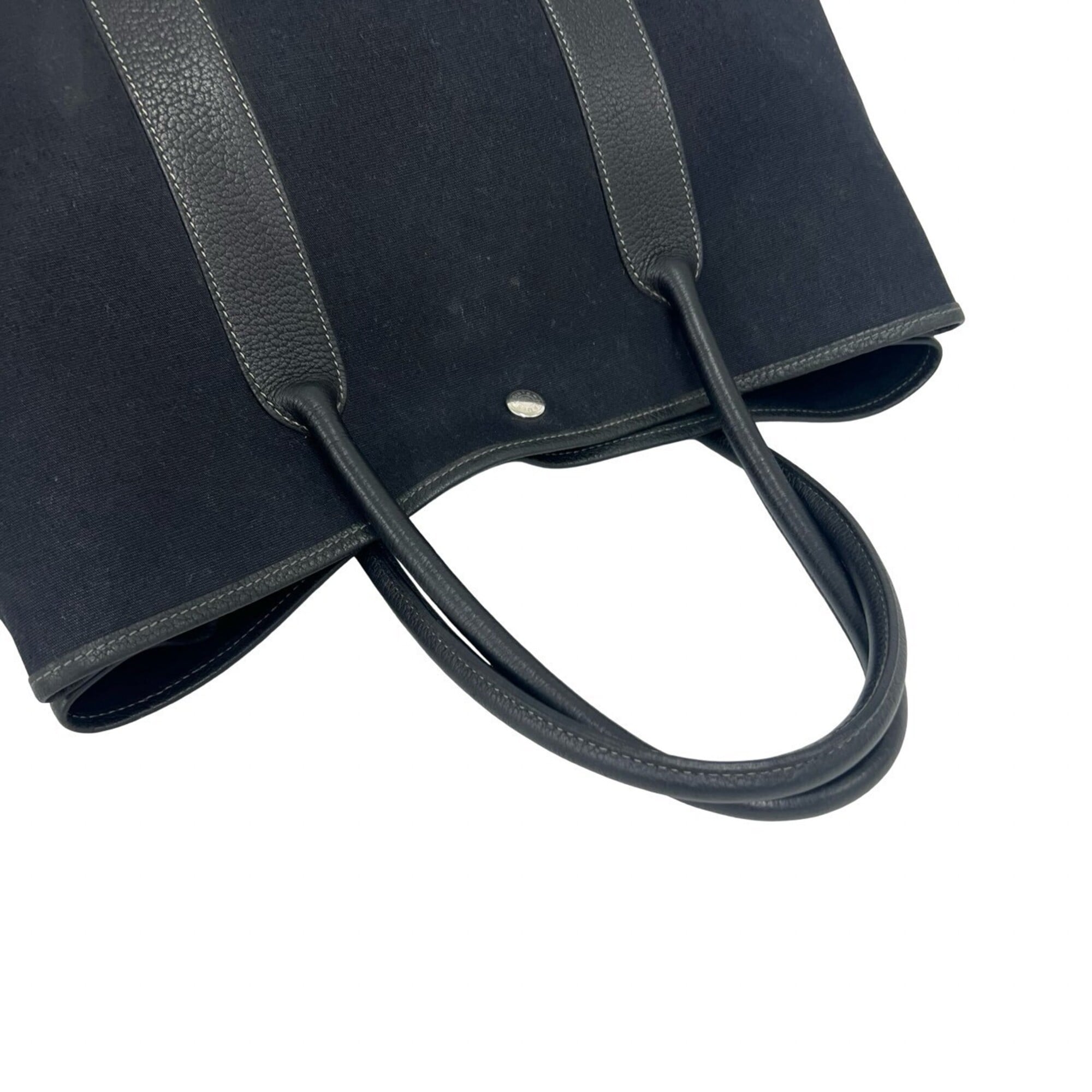 Hermes Black Toile Officier Negonda Leather Handbag Tote Bag (Pre-Owned)