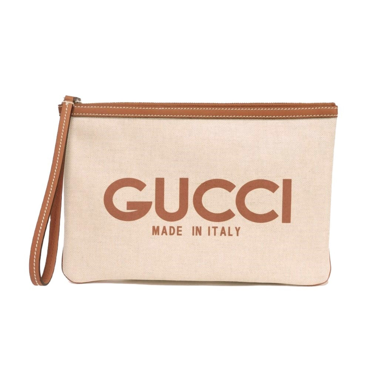 Gucci Beige Linen Clutch Bag Pouch (Pre-Owned)