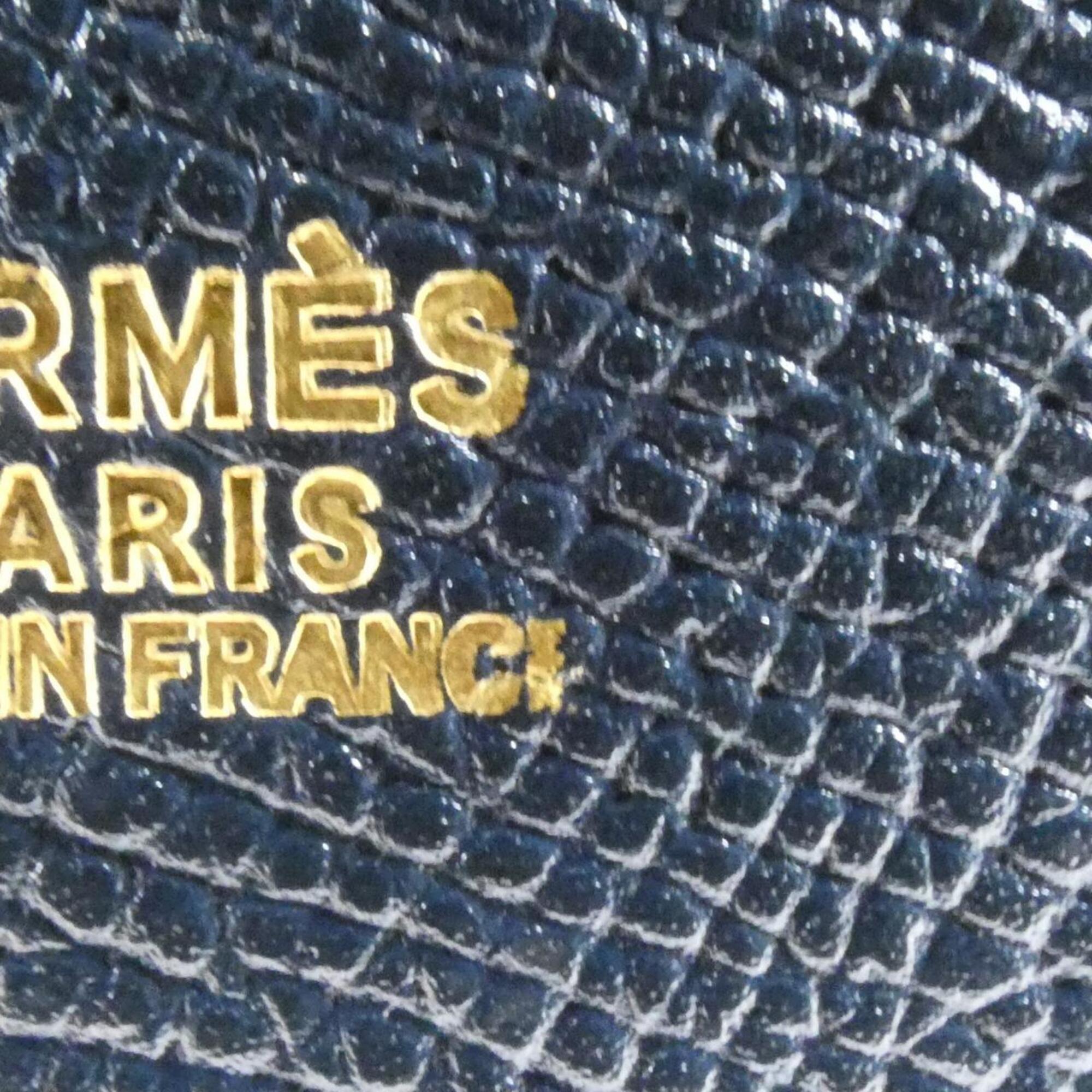 Hermes Blue Indigo Rouge Vif Vert Courchevel Leather Handbag (Pre-Owned)