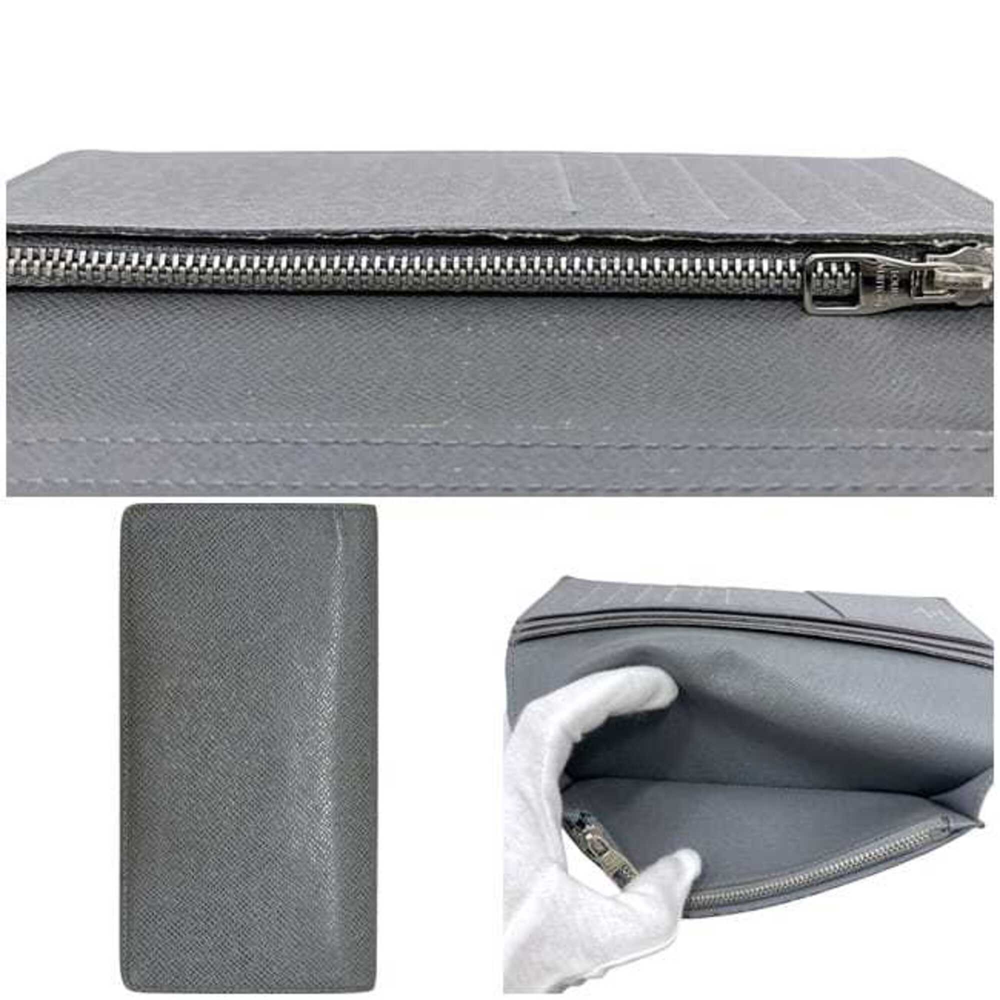 Louis Vuitton Glacier Gray Taiga Leather Long Wallet (Bi-Fold) (Pre-Owned)