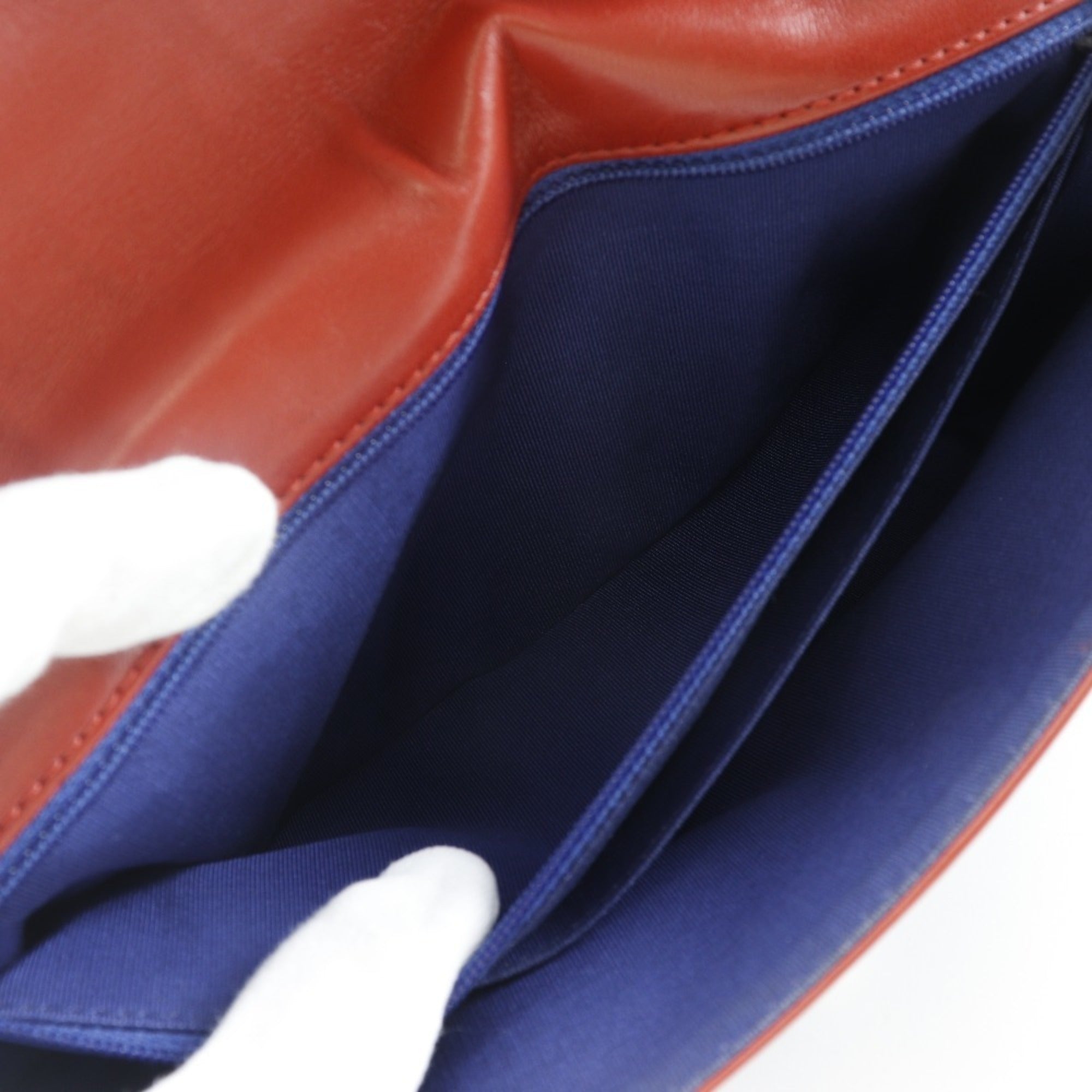 Chanel Navy Red Color Cotton Shoulder Bag (Pre-Owned)