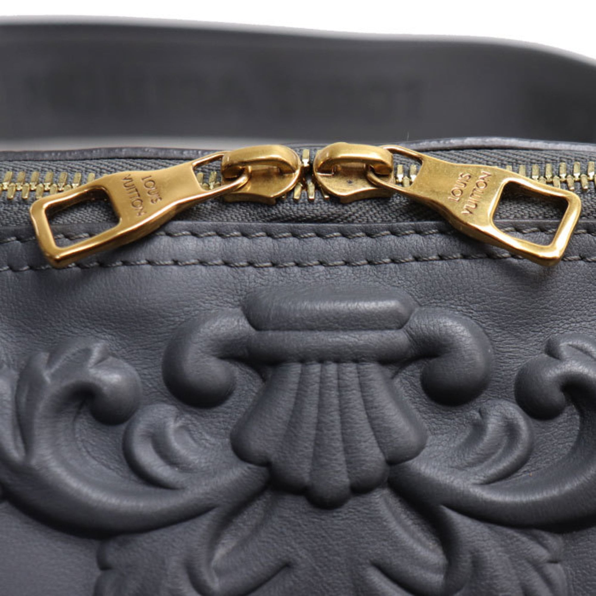 Louis Vuitton Gray Leather Shoulder Bag (Pre-Owned)