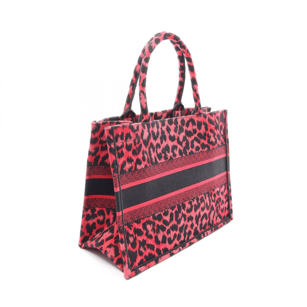 Christian Dior Black Red Color Canvas Handbag Tote Bag (Pre-Owned)