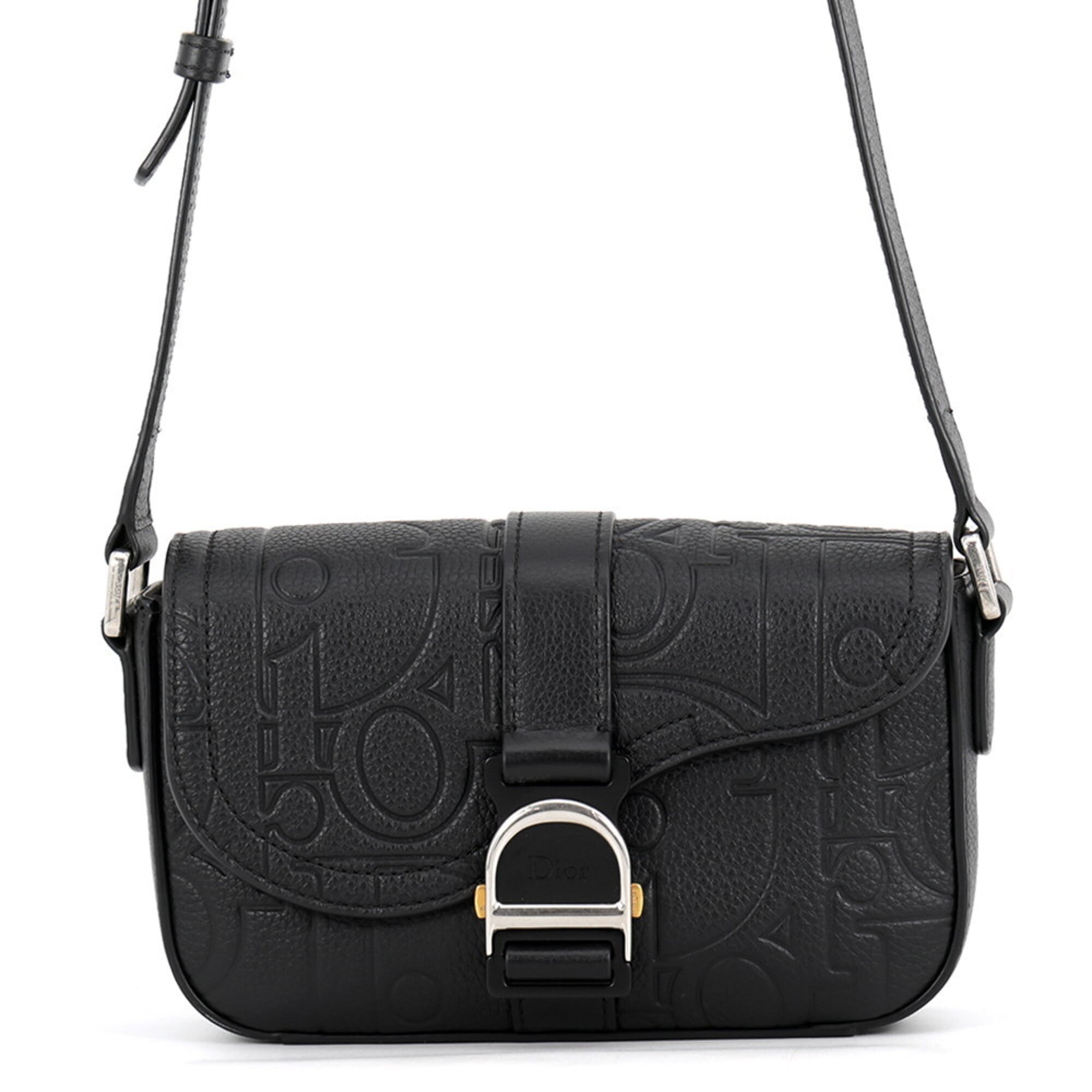 Christian Dior Black Leather Handbag Messenger Bag Shoulder Bag (Pre-Owned)