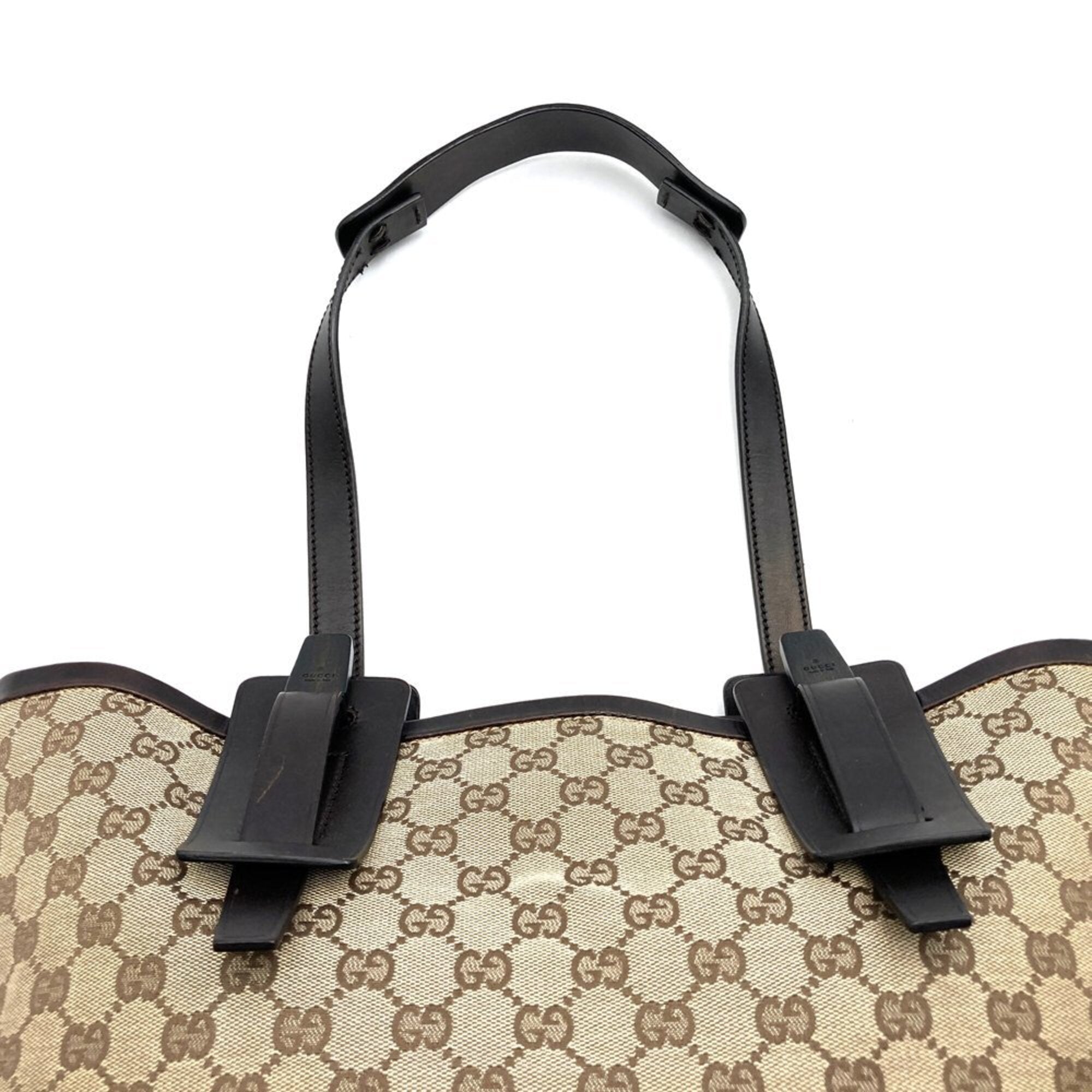 Gucci Gg Canvas Brown Gg Canvas Leather Tote Bag (Pre-Owned)