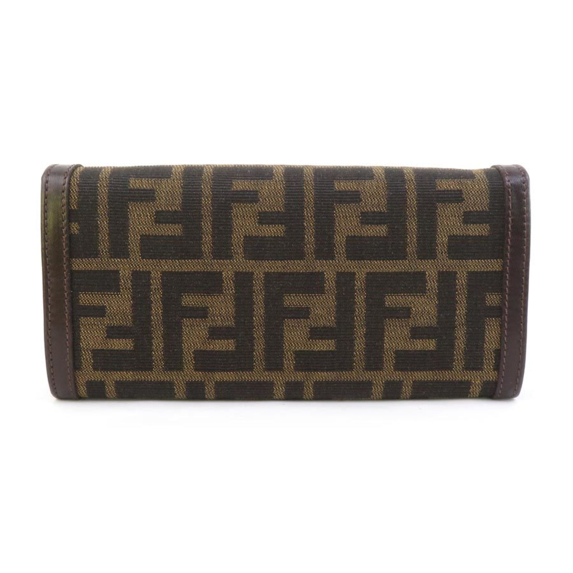 Fendi Brown Canvas Leather Long Wallet (Bi-Fold) (Pre-Owned)