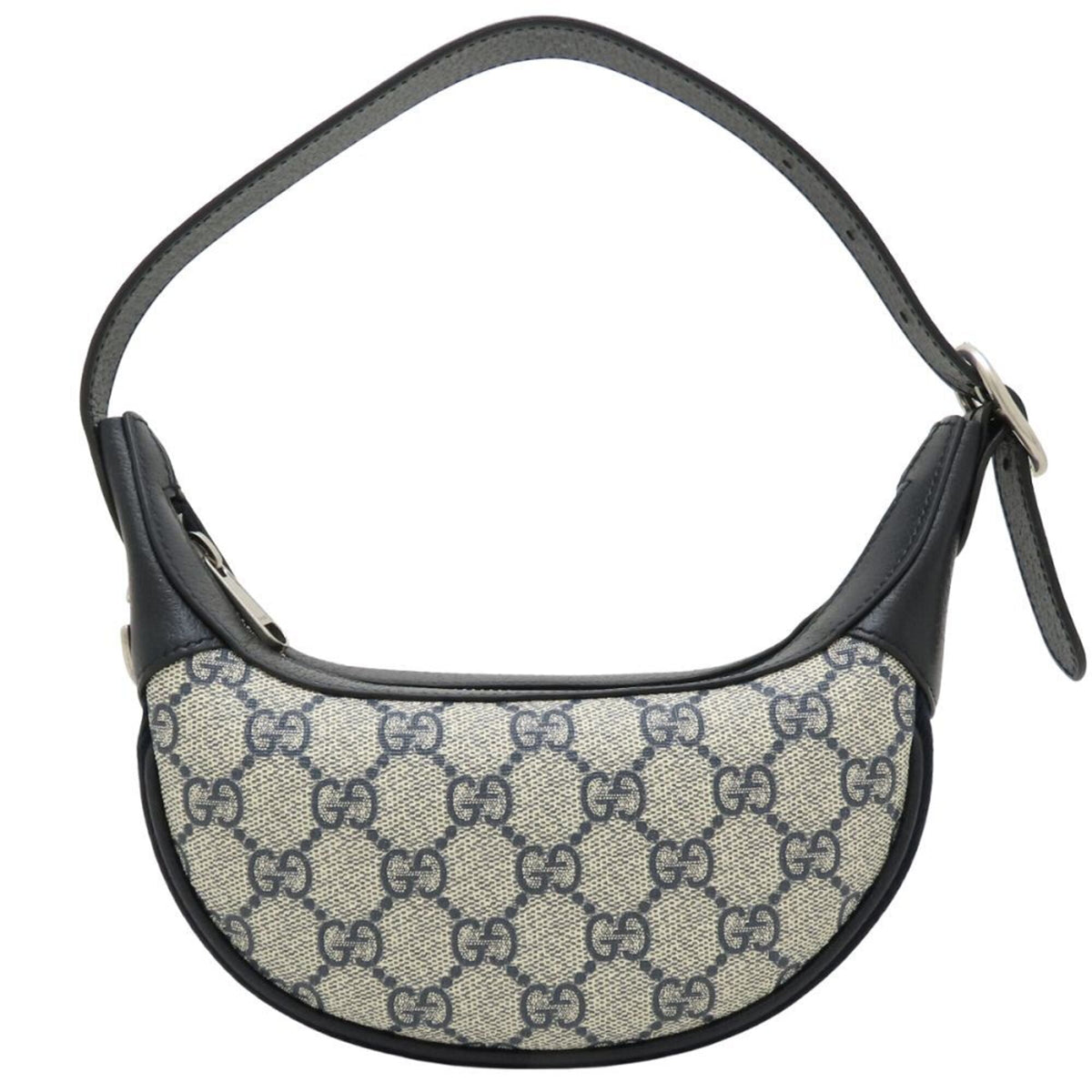 Gucci Beige Navy Gg Supreme Canvas Leather Handbag Pouch (Pre-Owned)