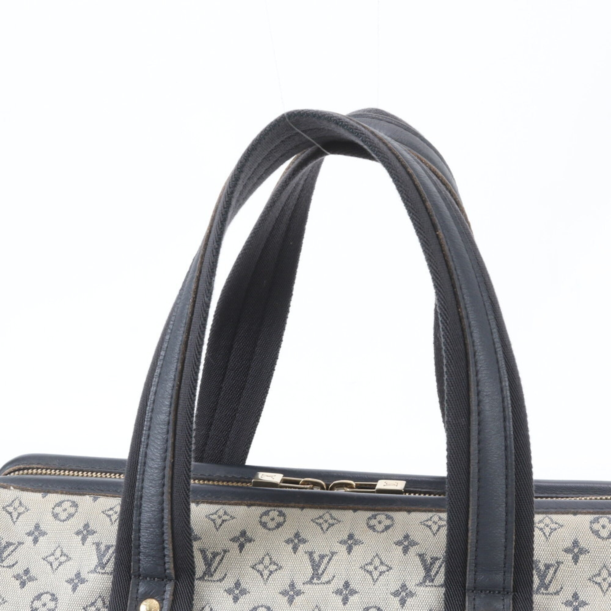 Louis Vuitton Monogram Mini Blue Leather Canvas Handbag Tote Bag (Pre-Owned)