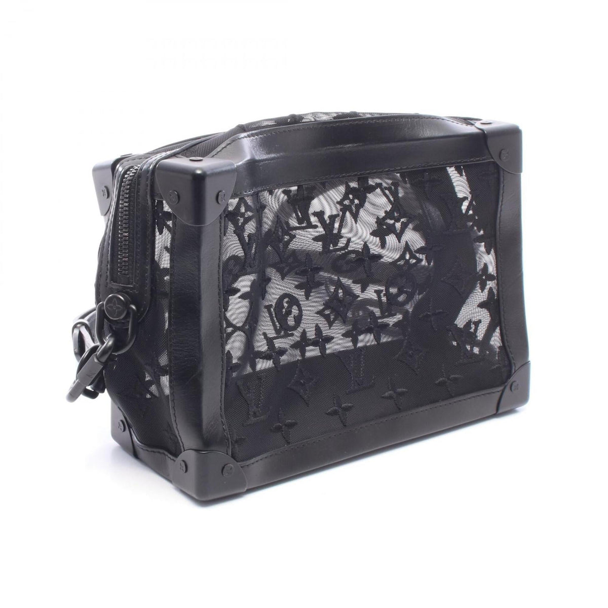 Louis Vuitton Black Mesh Leather Handbag Shoulder Bag (Pre-Owned)