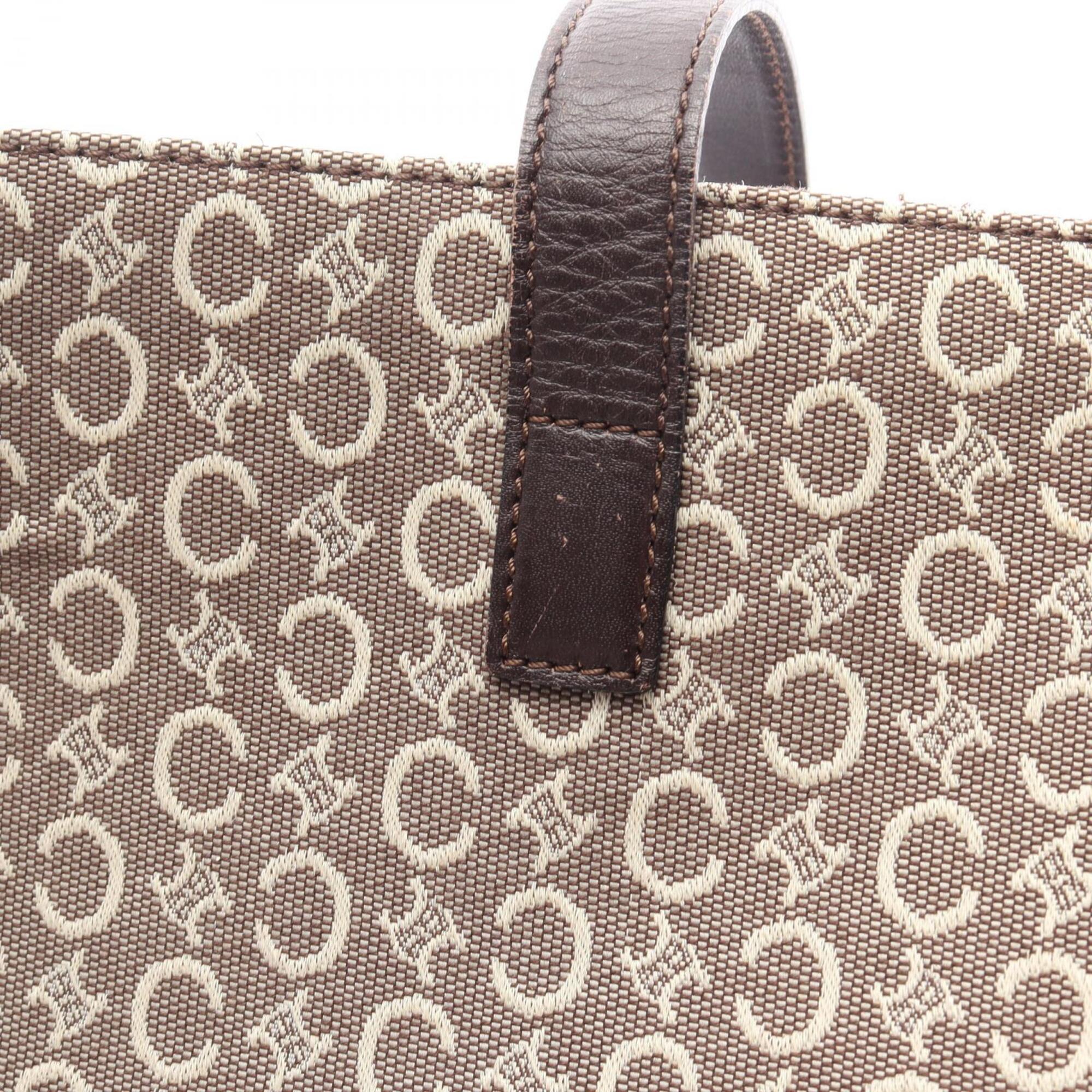 Celine Brown Ivory Canvas Leather Handbag Tote Bag (Pre-Owned)