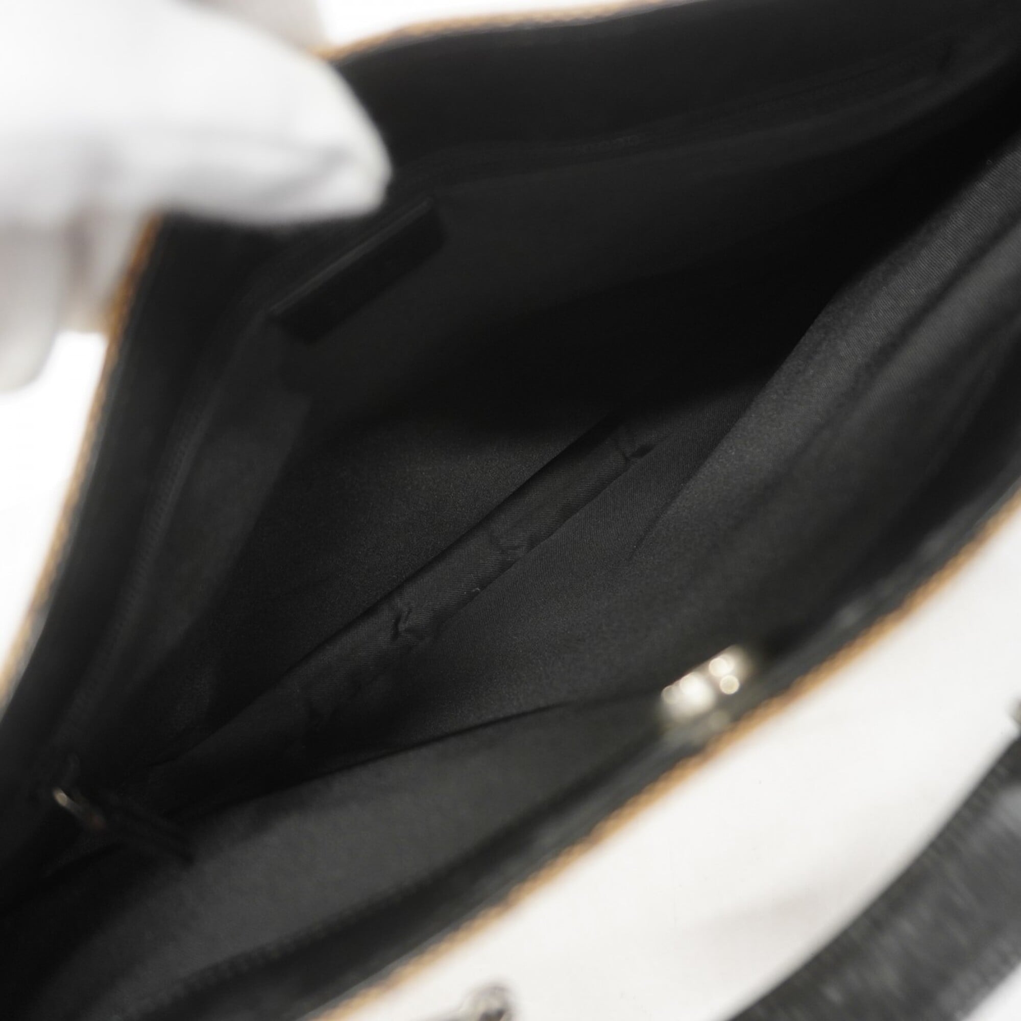 Gucci Black Brown Canvas Shoulder Bag (Pre-Owned)