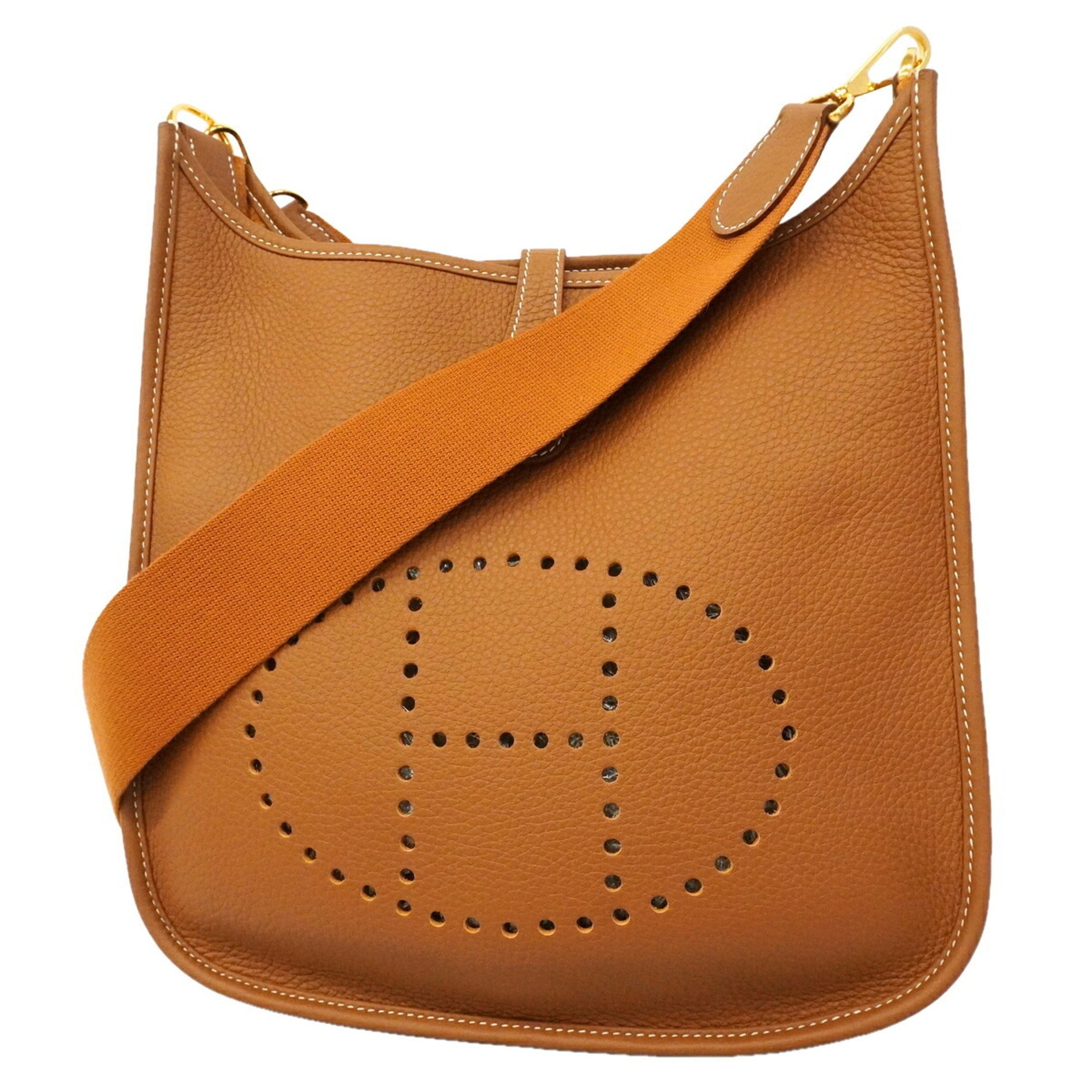 Hermes Gold Taurillon Clemence Leather Shoulder Bag (Pre-Owned)