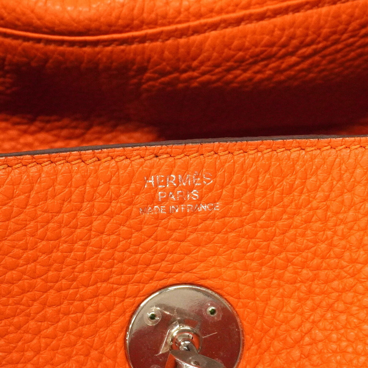 Hermes Orange Poppy Taurillon Clemence Leather Handbag (Pre-Owned)