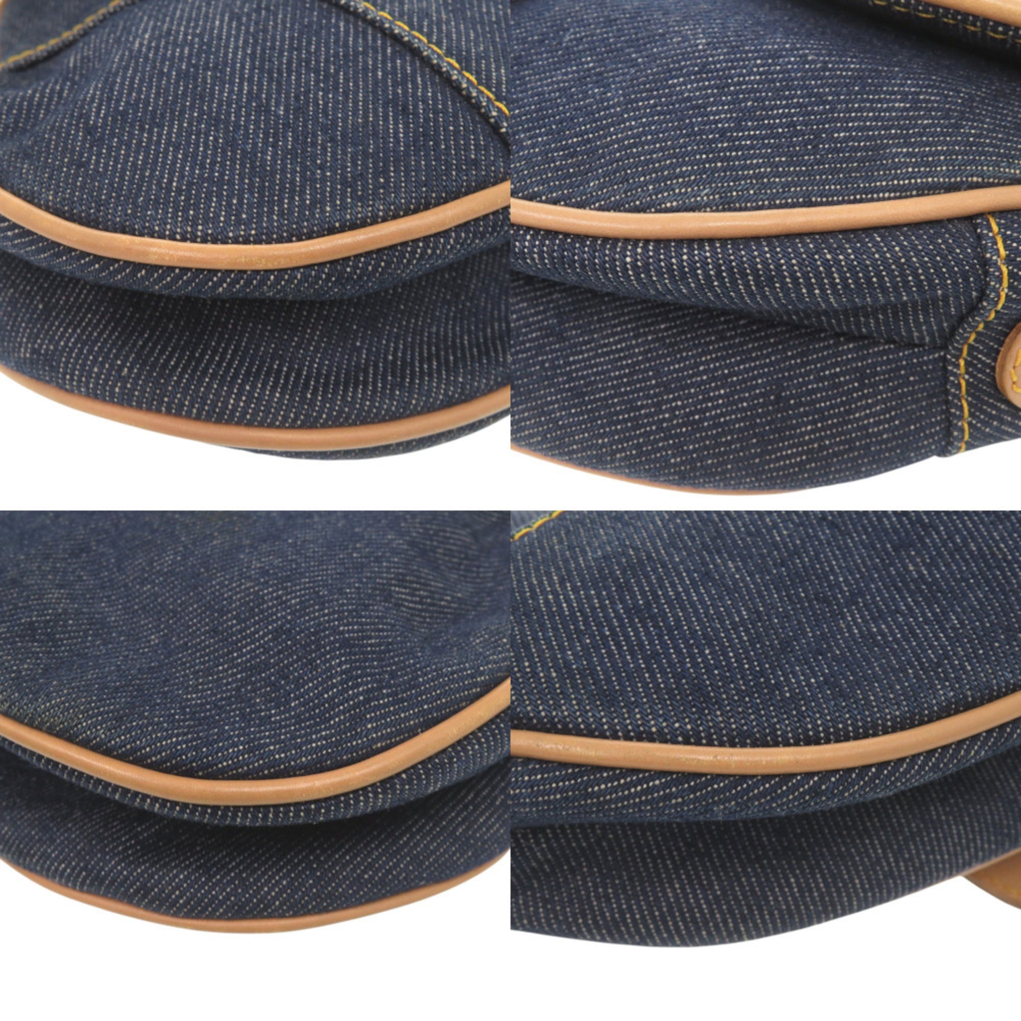 Christian Dior Navy Denim Leather Handbag Saddle Bag (Pre-Owned)