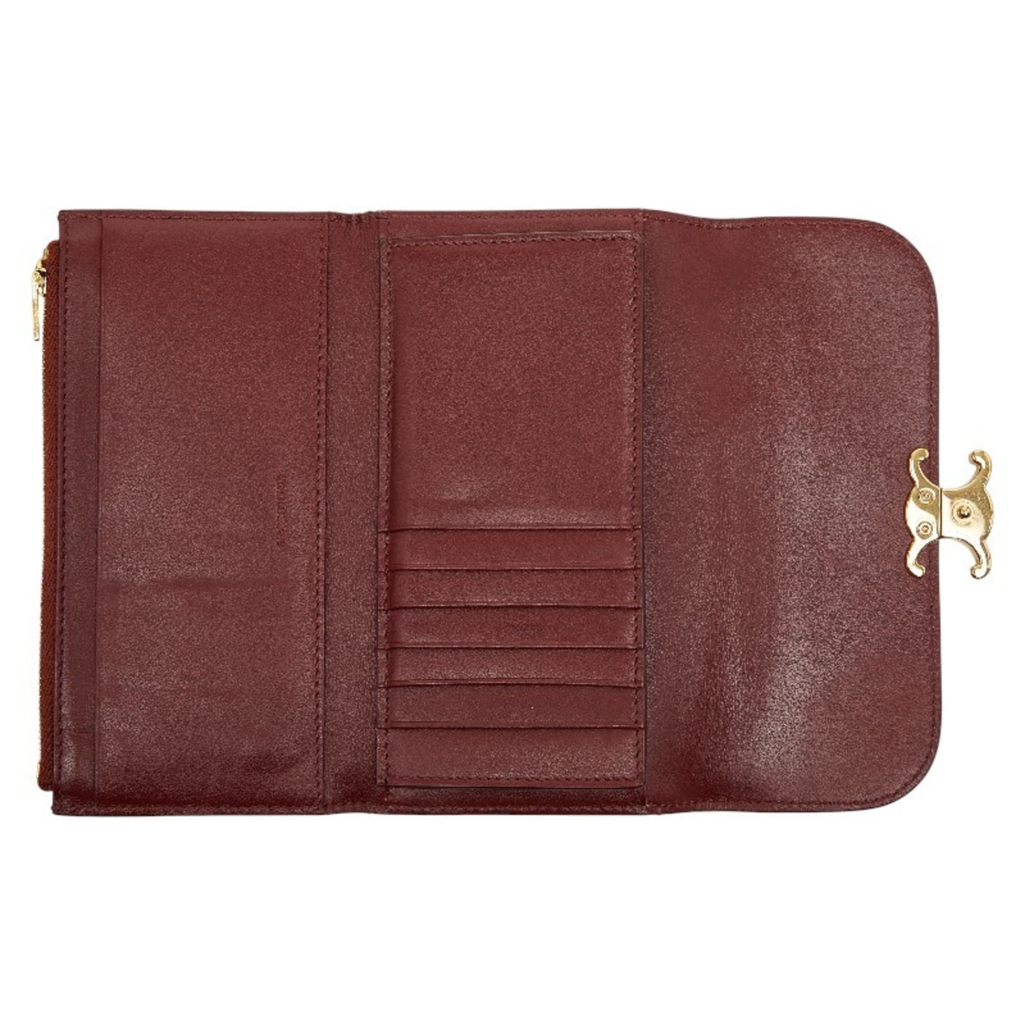 Celine Bordeaux Leather Wallet (Tri-Fold) (Pre-Owned)