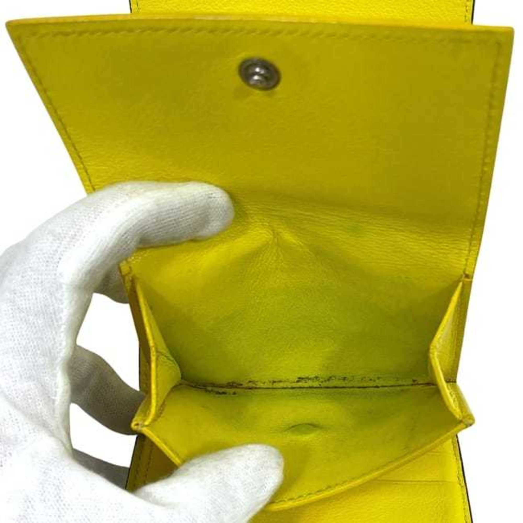 Celine Gray Yellow Leather Wallet (Tri-Fold) (Pre-Owned)