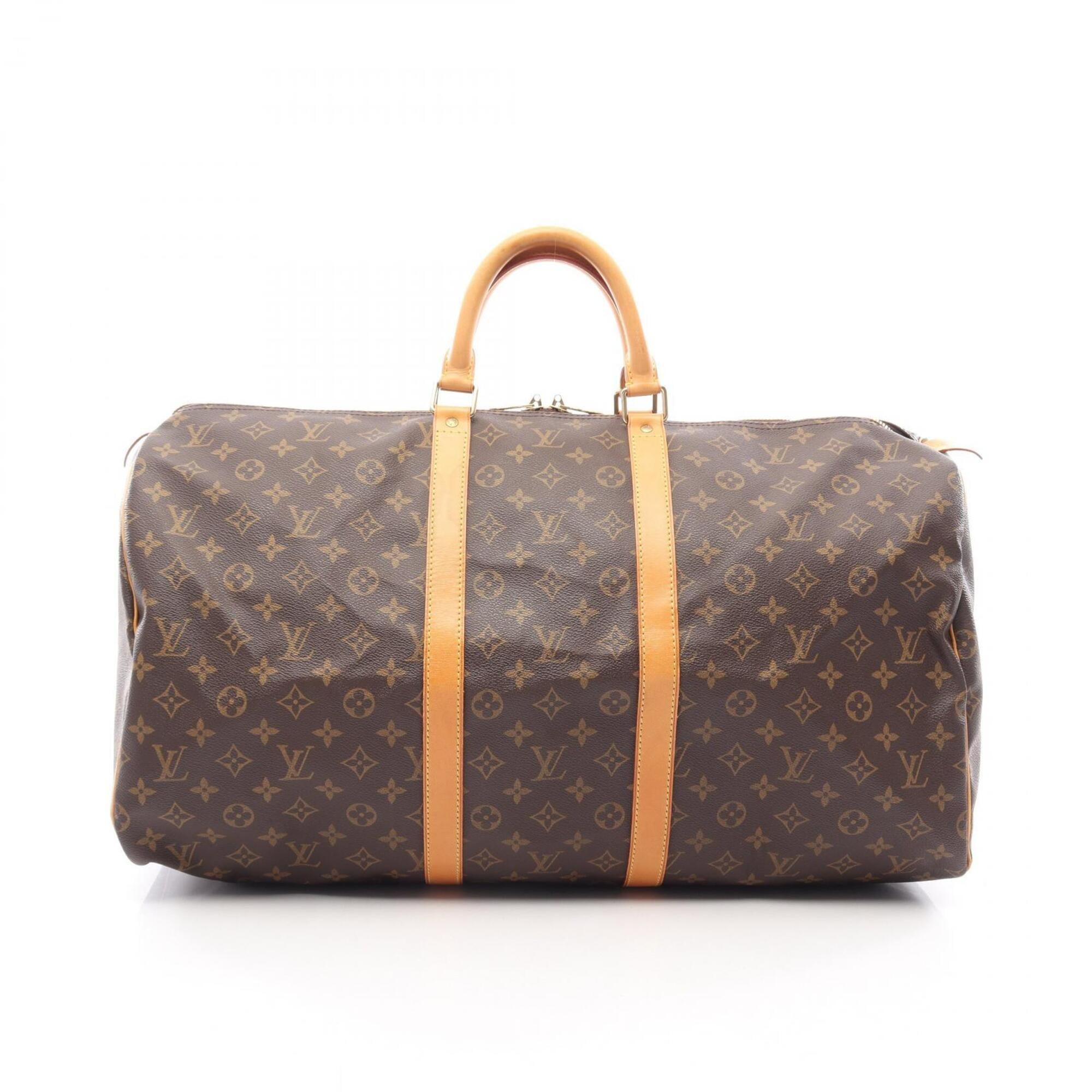 Louis Vuitton Brown Coated Canvas Leather Boston Bag Handbag (Pre-Owned)