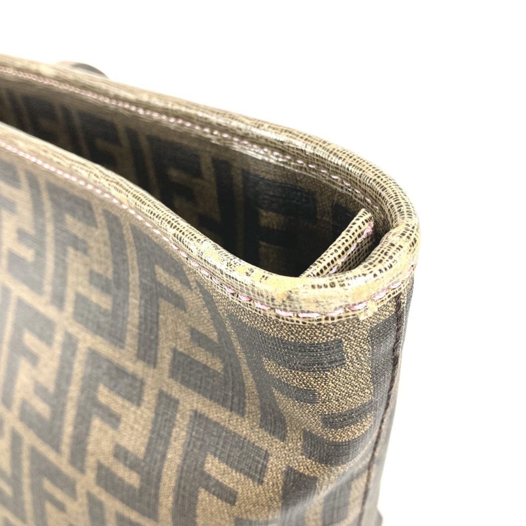 Fendi Zucca Brown Pvc Leather Shoulder Bag Tote Bag (Pre-Owned)