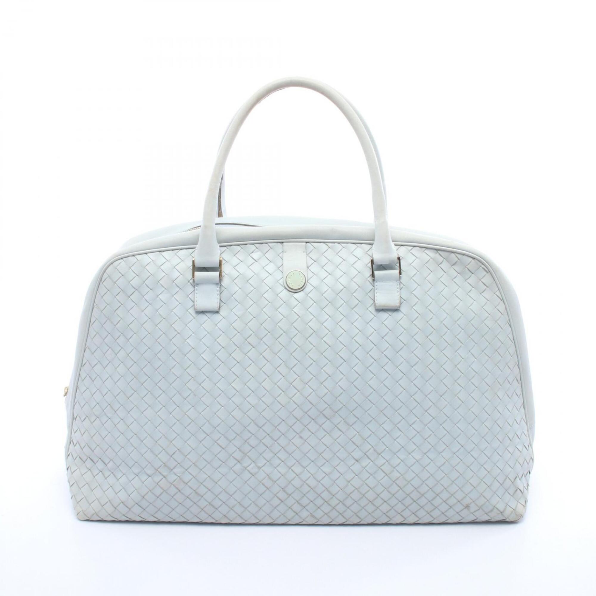 Bottega Veneta Blue Leather Boston Bag Handbag (Pre-Owned)