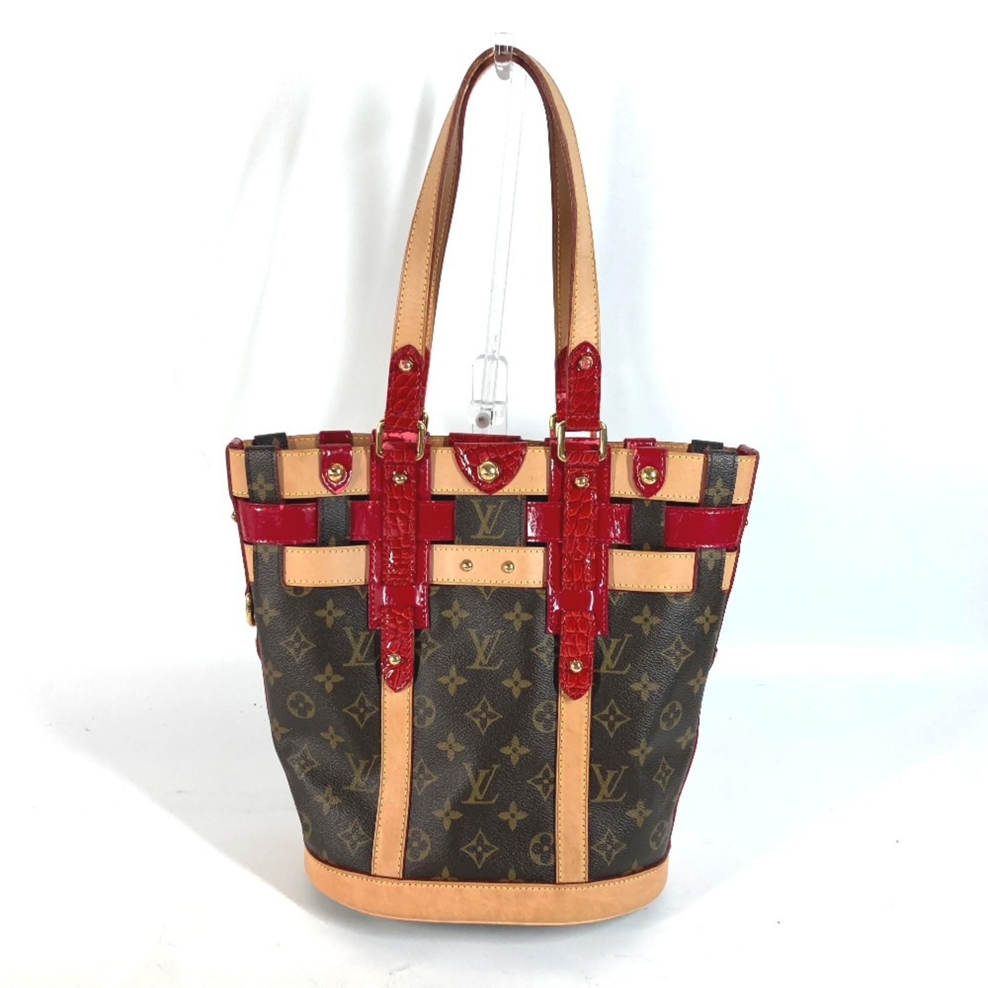 Louis Vuitton Brown Red Color Monogram Patent Leather Shoulder Bag Tote Bag (Pre-Owned)