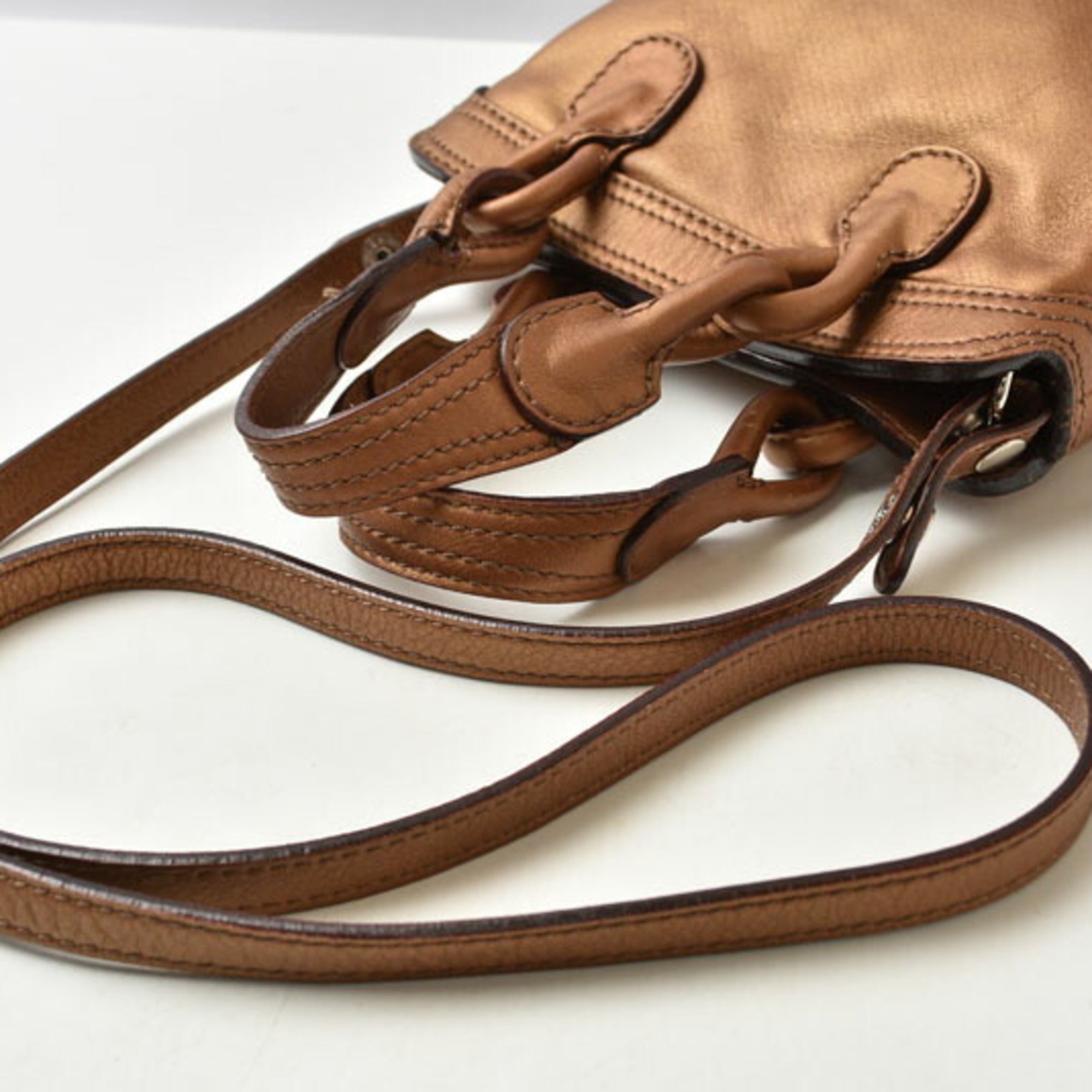 Loewe Bronze Leather Handbag Shoulder Bag (Pre-Owned)