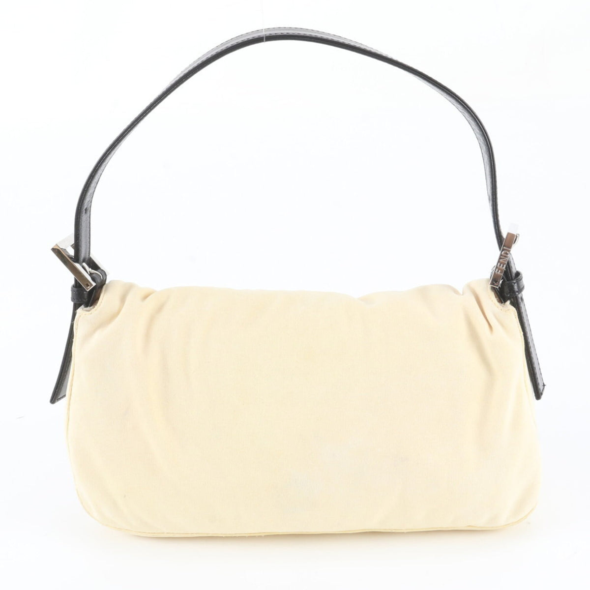 Fendi Beige Black Leather Canvas Handbag Shoulder Bag (Pre-Owned)