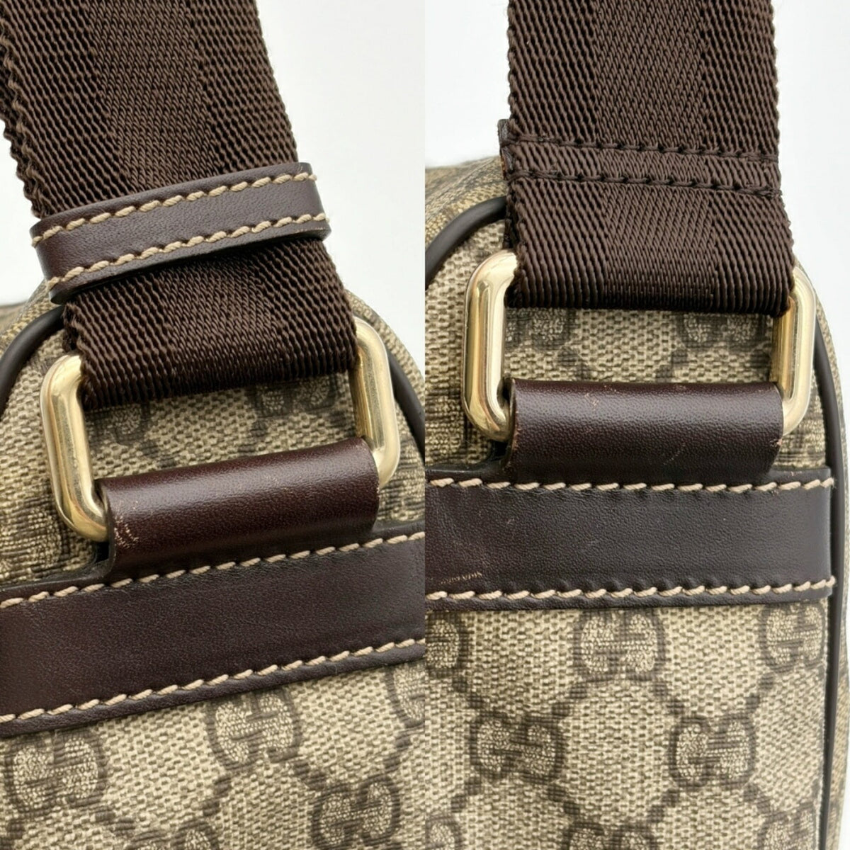 Gucci Beige Dark Brown Pvc Leather Shoulder Bag (Pre-Owned)