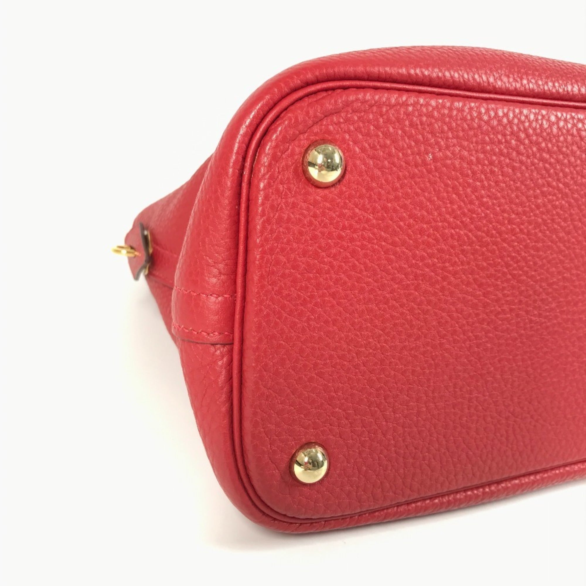 Hermes Red Color Taurillon Clemence Leather Handbag Tote Bag (Pre-Owned)