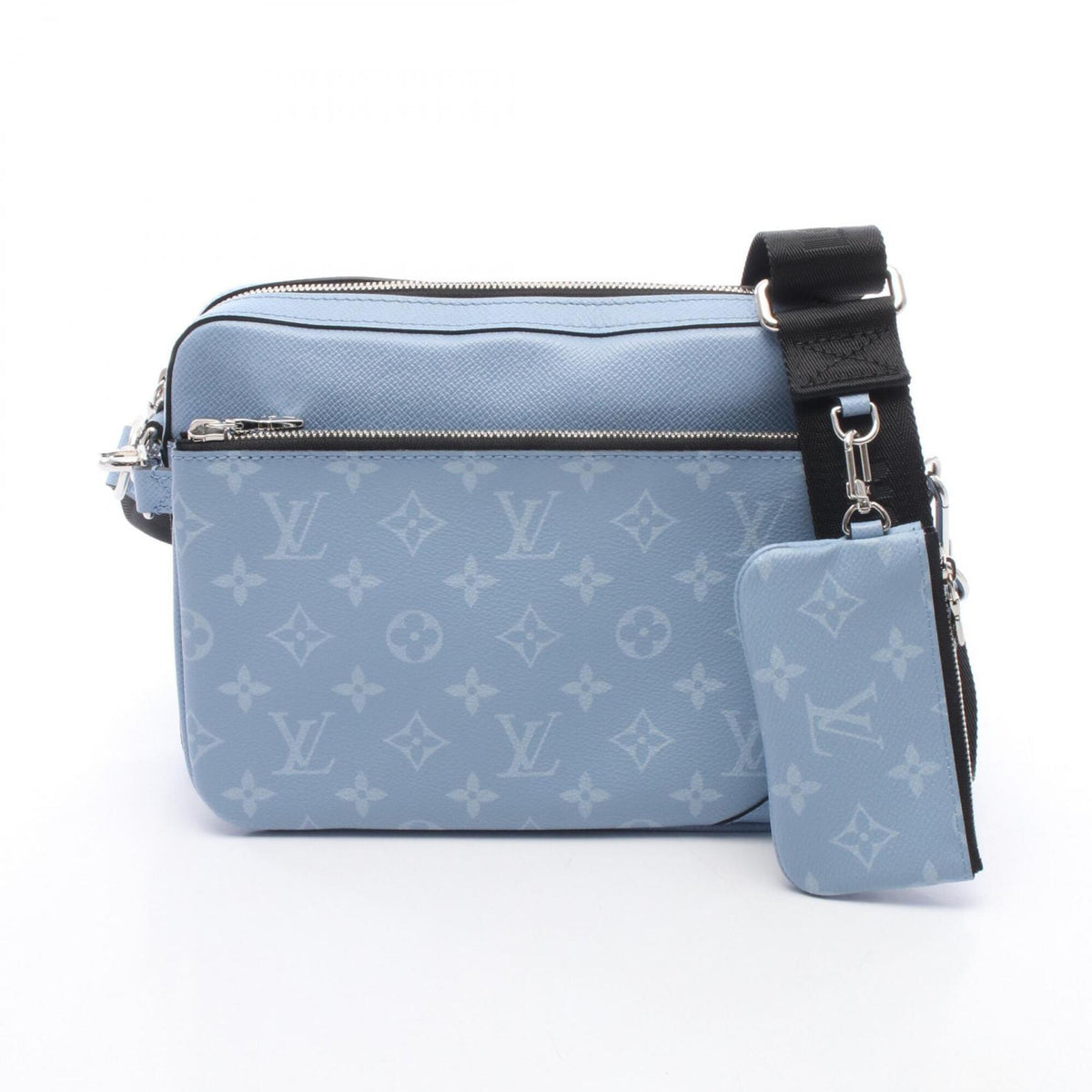 Louis Vuitton Blue Coated Canvas Leather Handbag Shoulder Bag (Pre-Owned)