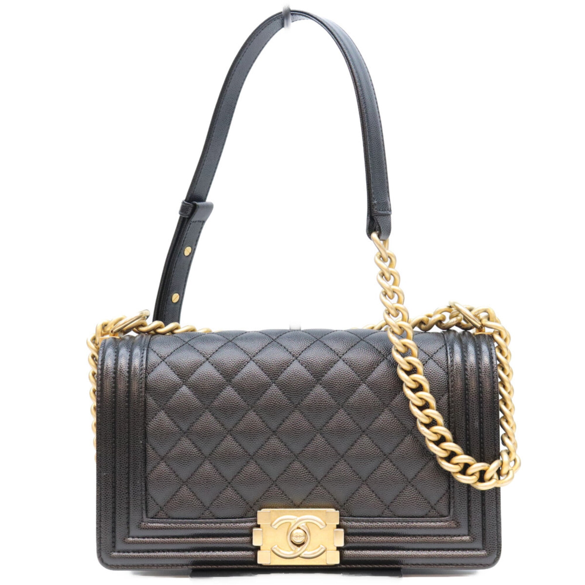 Chanel Black Grained Calfskin Shoulder Bag (Pre-Owned)
