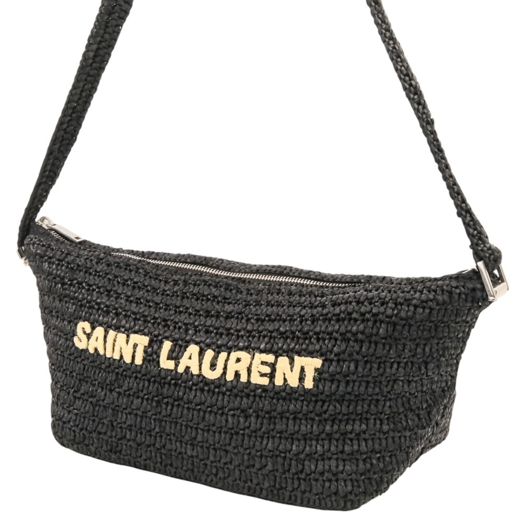 Yves Saint Laurent Black Raffia Shoulder Bag (Pre-Owned)