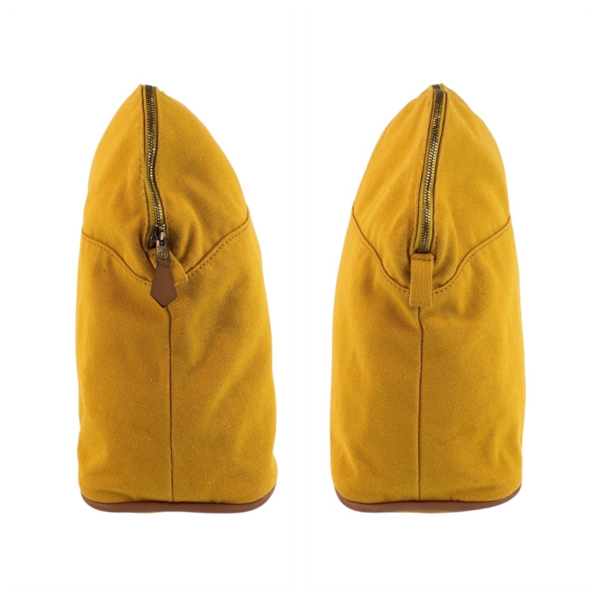Hermes Mustard Yellow Canvas Handbag Pouch (Pre-Owned)