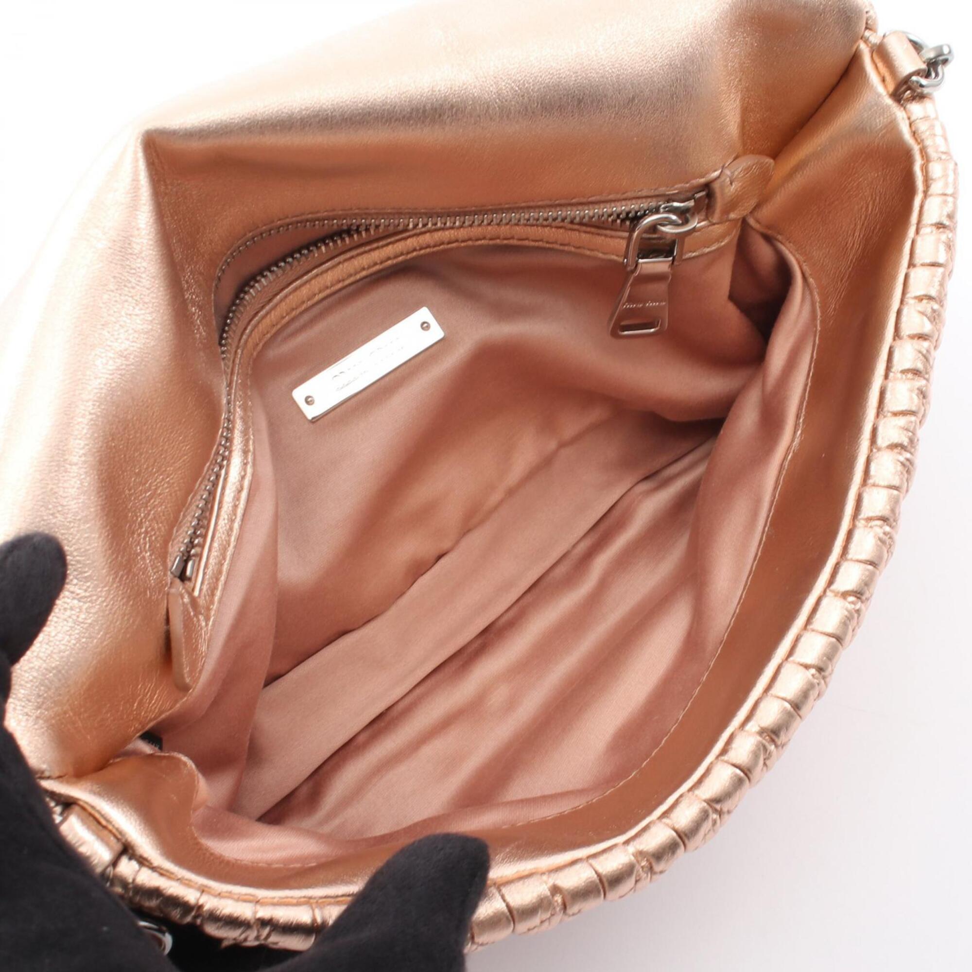 Miu Miu Gold Leather Handbag Shoulder Bag (Pre-Owned)