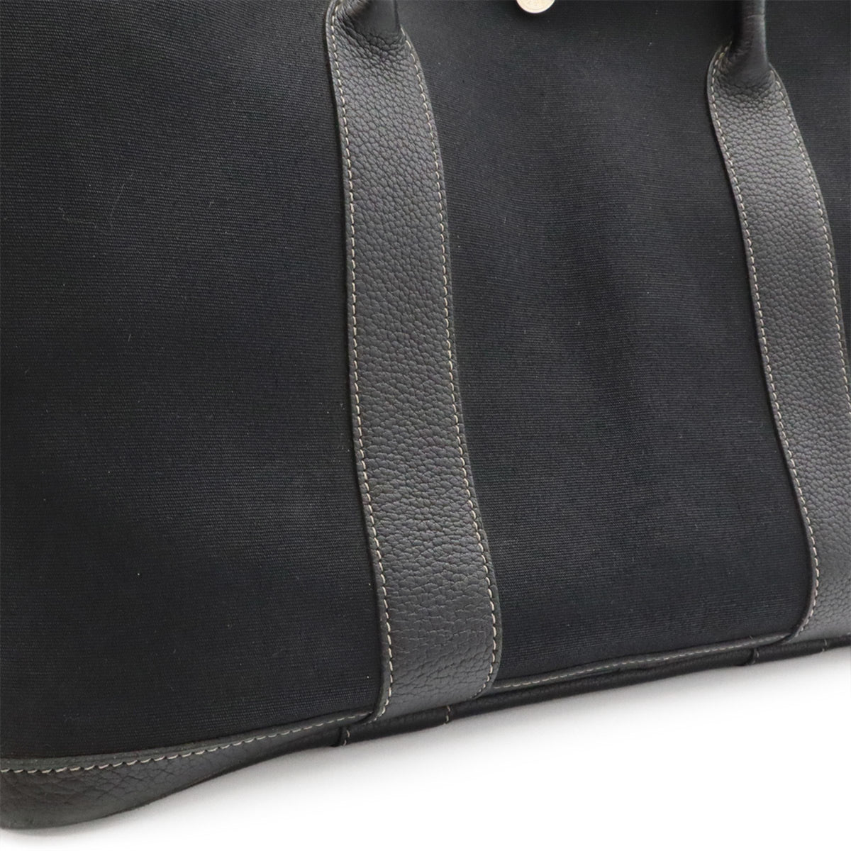 Hermes Black Toile Officier Shoulder Bag Tote Bag (Pre-Owned)