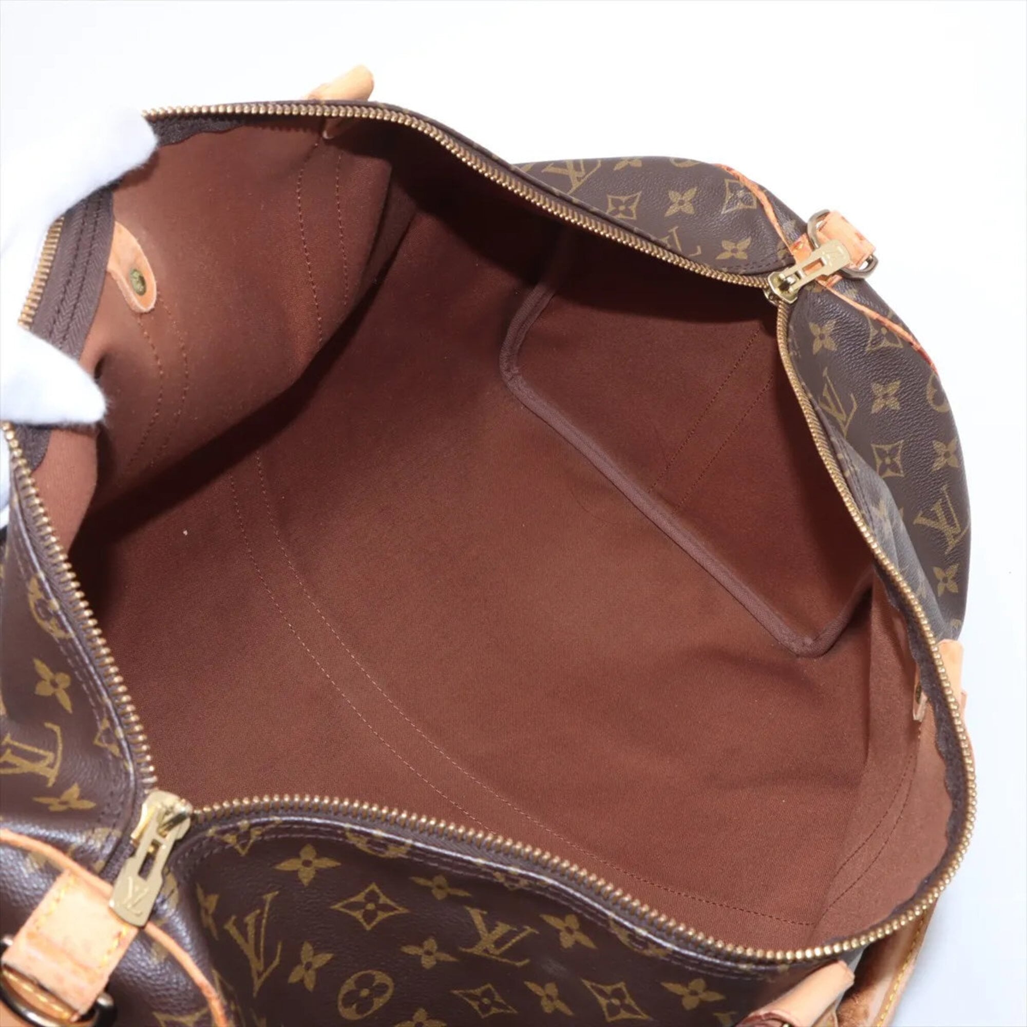 Louis Vuitton Brown Leather Coated Canvas Boston Bag Tote Bag (Pre-Owned)