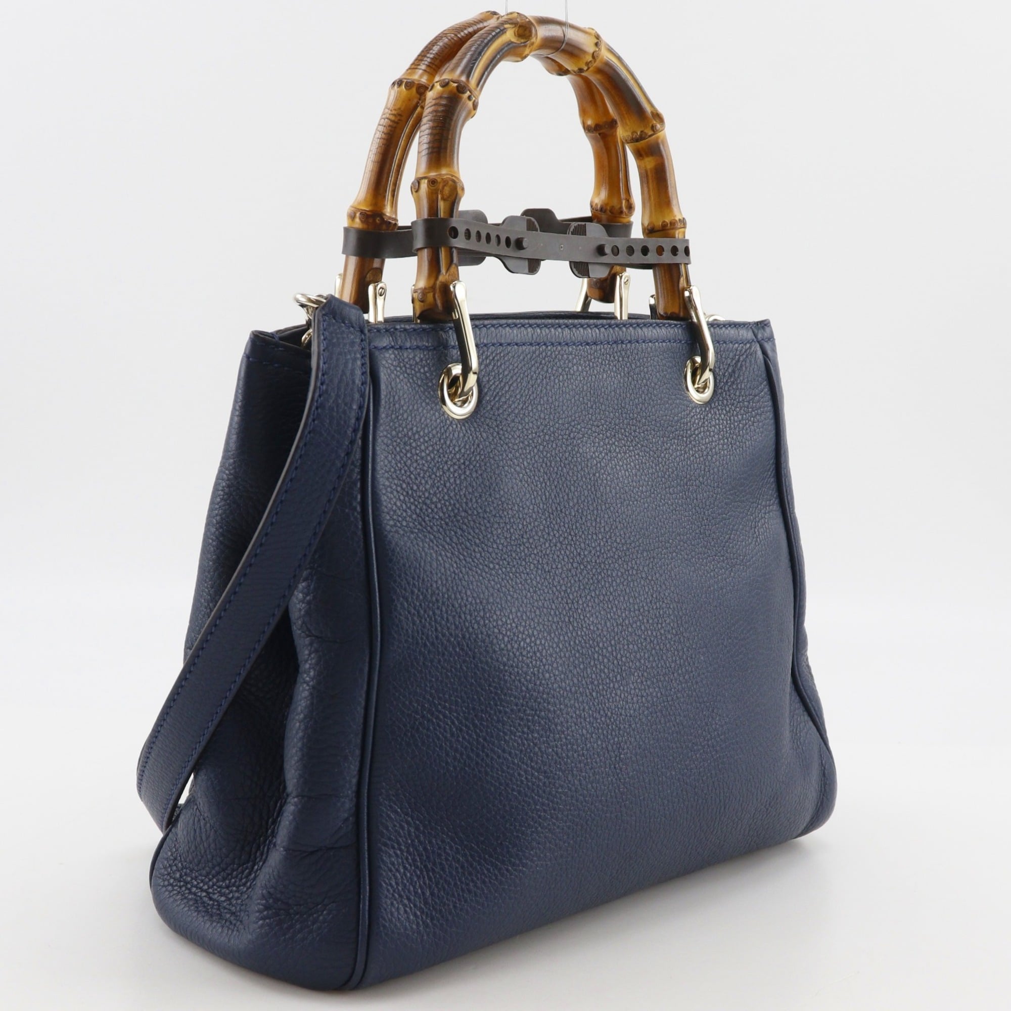 Gucci Navy Leather Handbag Tote Bag (Pre-Owned)