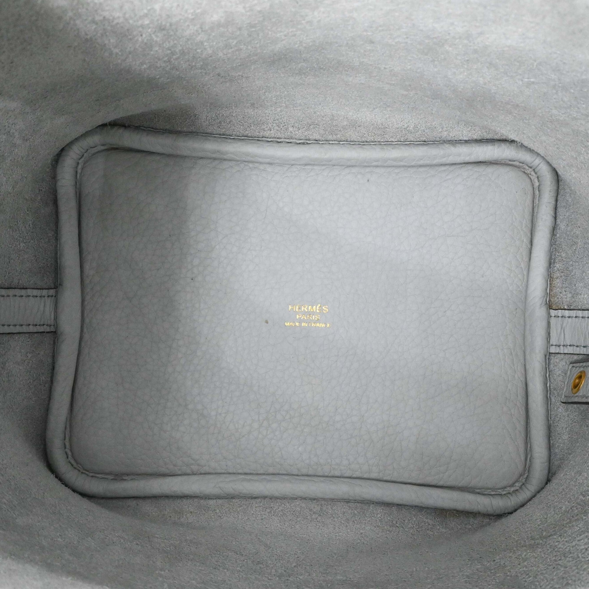 Hermes Gray Taurillon Clemence Leather Handbag (Pre-Owned)
