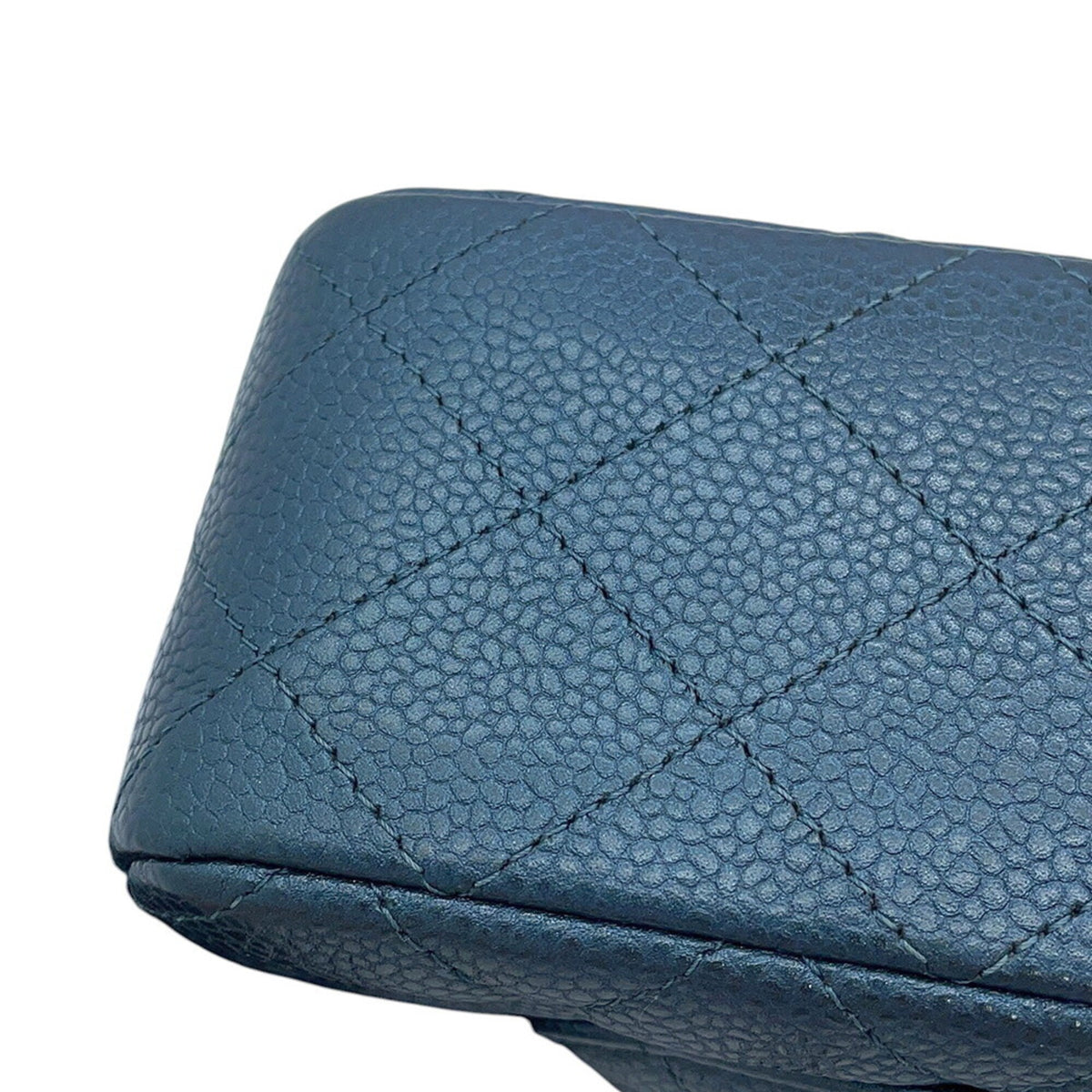 Chanel Metallic Blue Grained Calfskin Handbag Shoulder Bag (Pre-Owned)