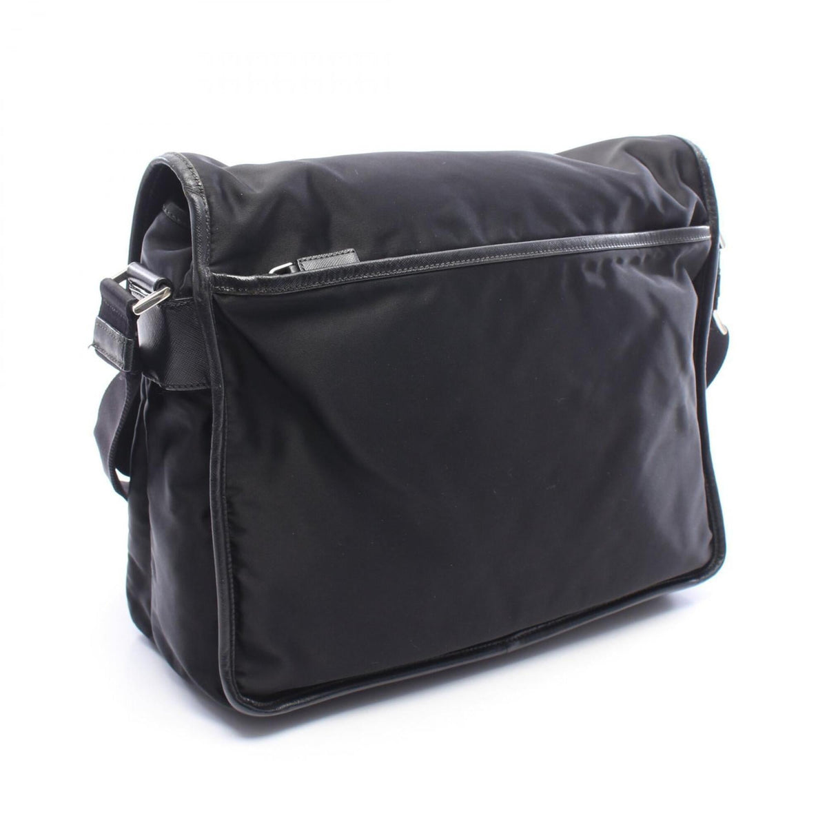Prada Black Nylon Leather Messenger Bag Shoulder Bag (Pre-Owned)