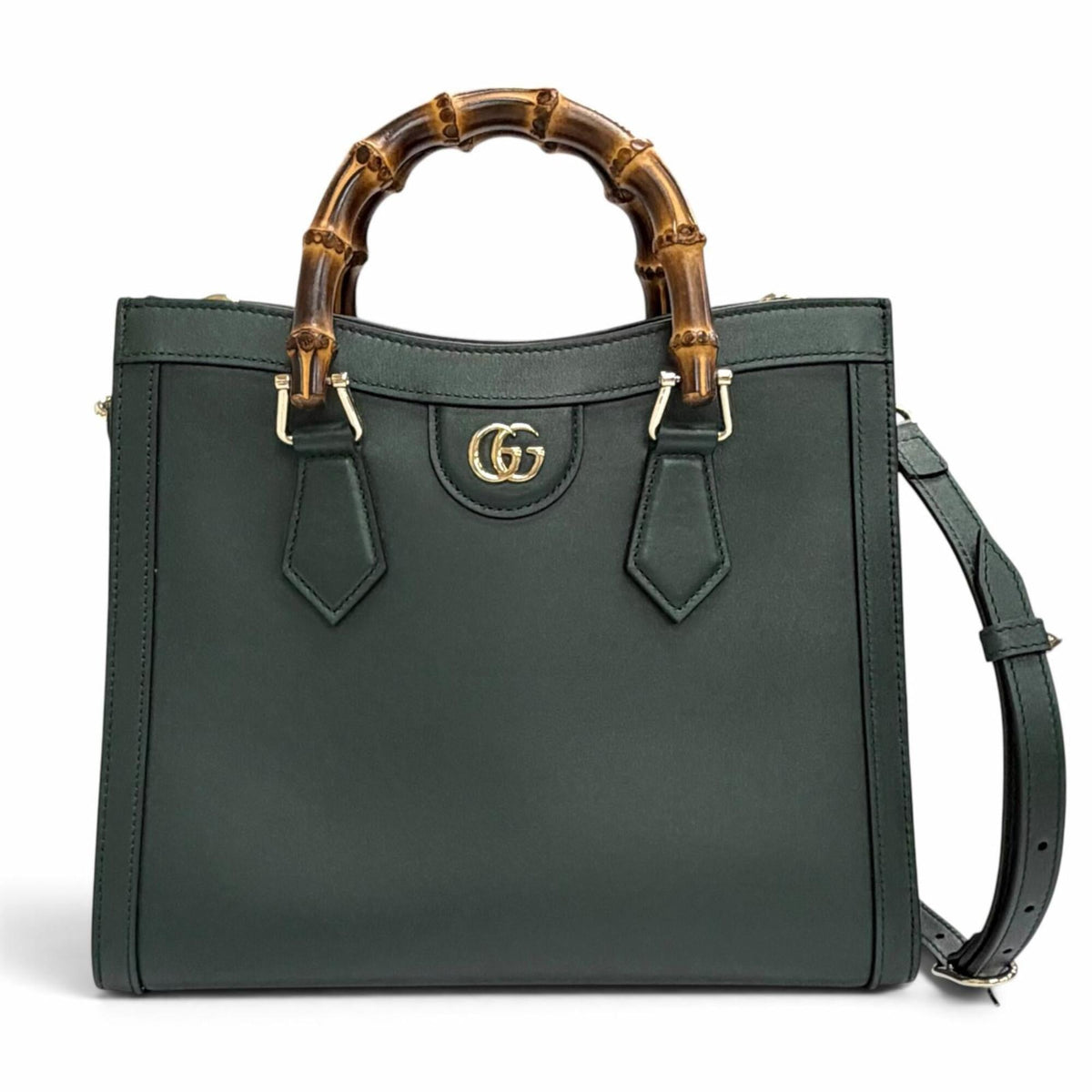 Gucci Dark Green Leather Handbag Shoulder Bag (Pre-Owned)