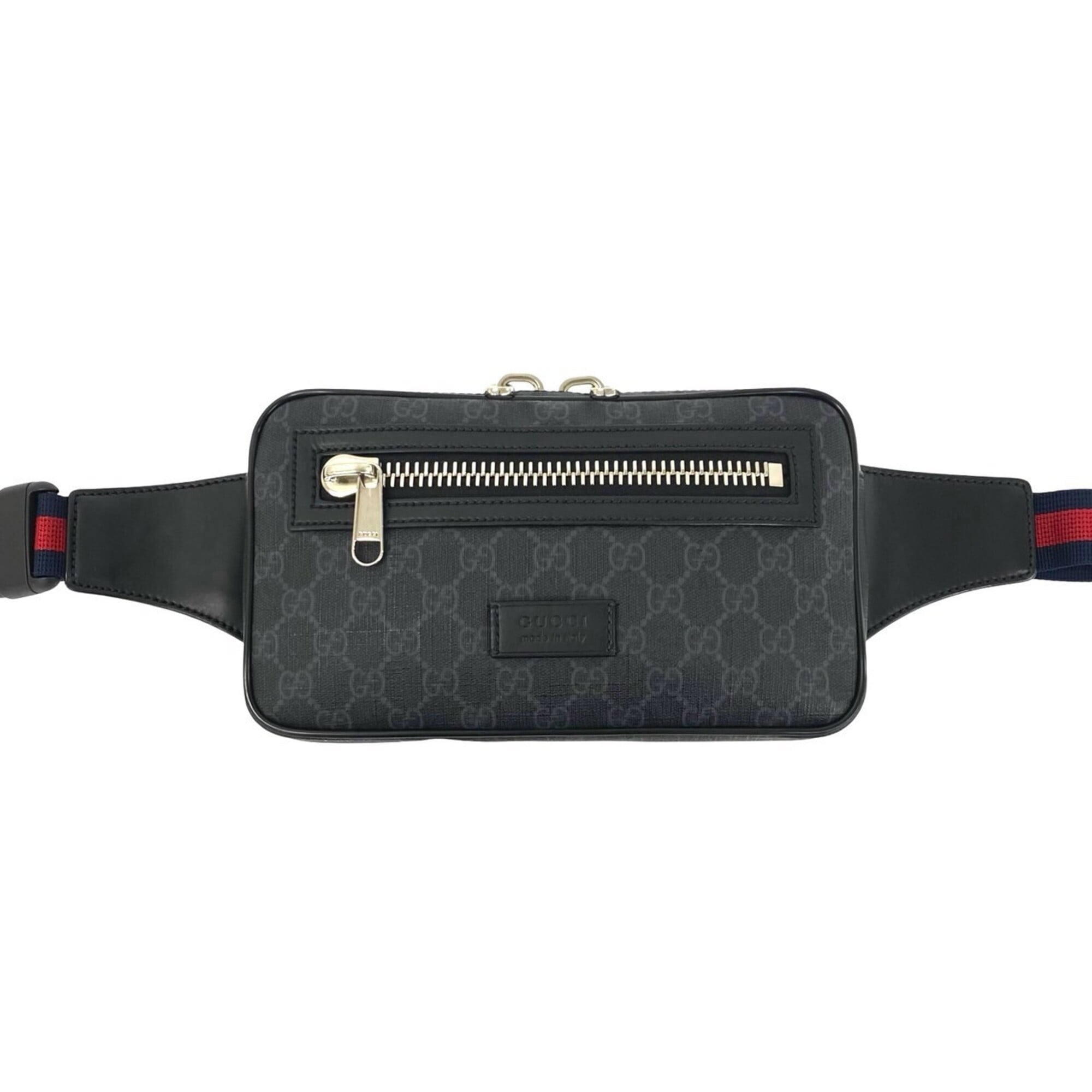 Gucci Black Navy Red Color Leather Pvc Pouch Shoulder Bag Sling Bag (Pre-Owned)