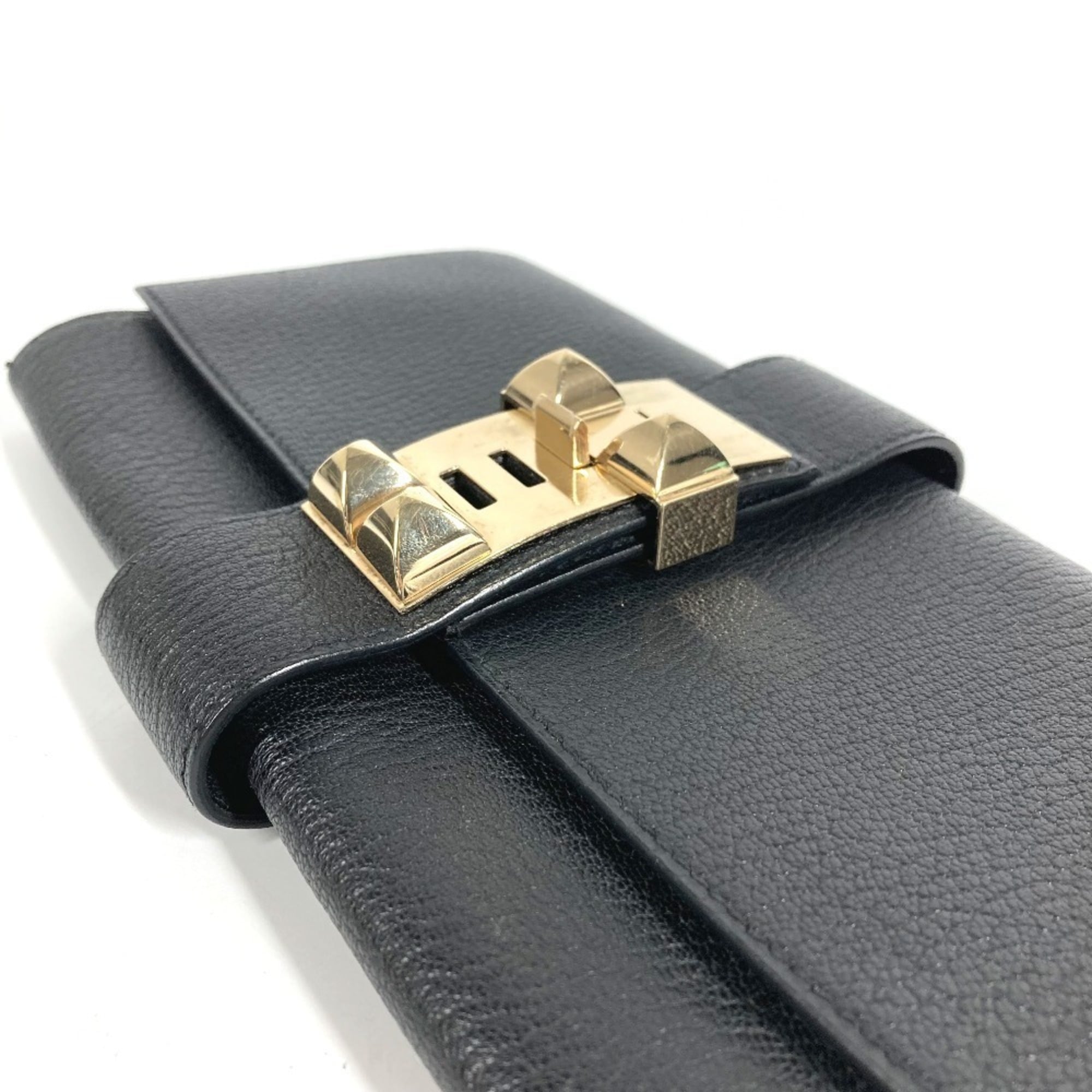 Hermes Black Leather Clutch Bag Pochette (Pre-Owned)