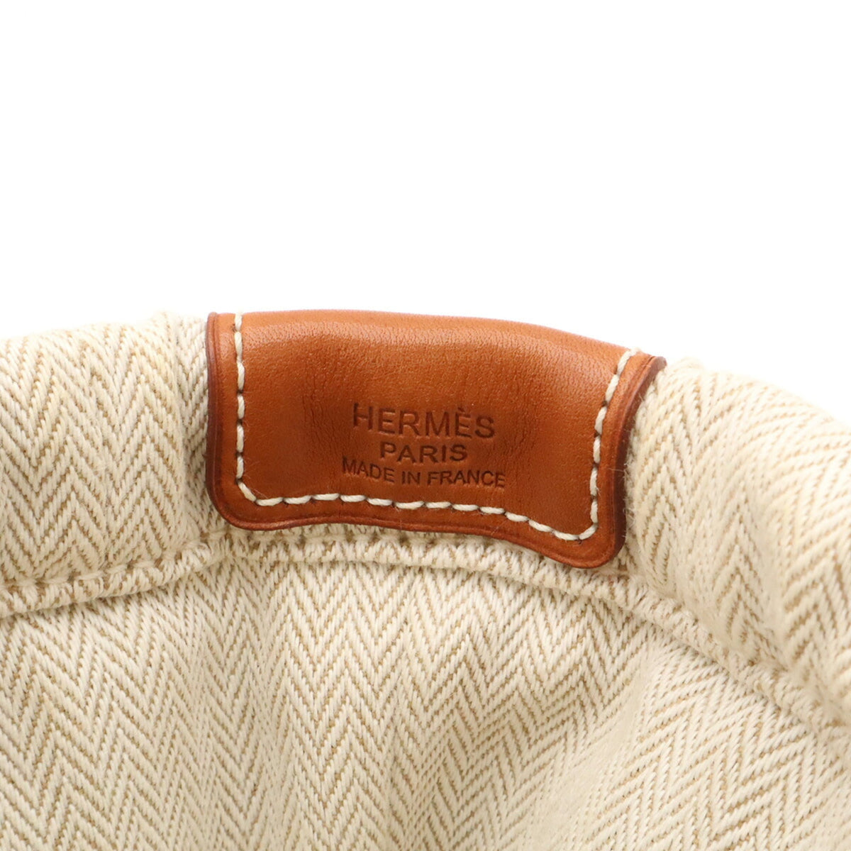Hermes Brown Feu Natural Toile Chevron Pouch (Pre-Owned)